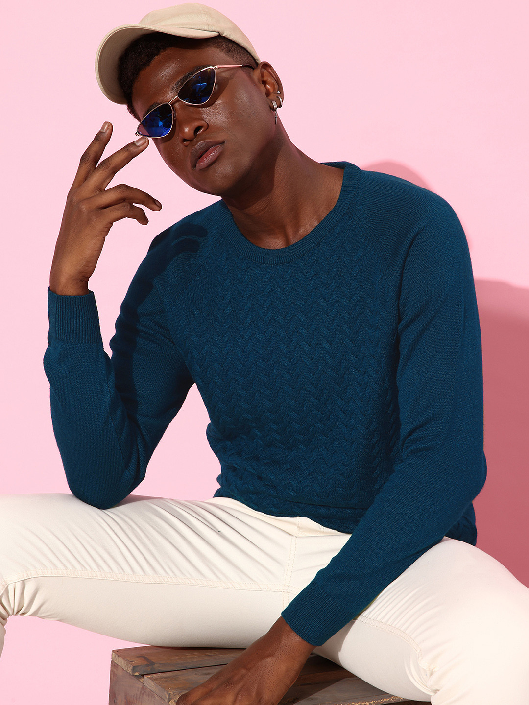 Mast & Harbour Men Cable Knit Long Sleeves Pullover Sweater