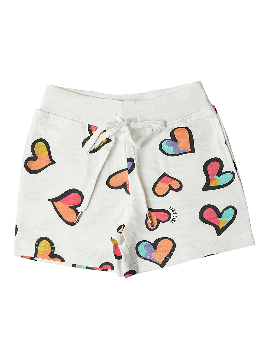 Tiny Girl Girls Cotton  Off White Printed Shorts
