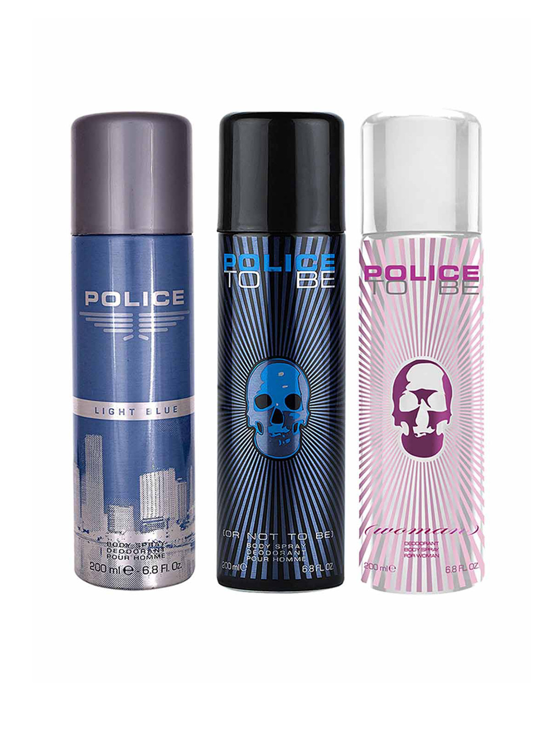 Police Set of 3 Deo - Men Light Blue + To Be Woman + To Be Or Not To Be - 200 ml Each