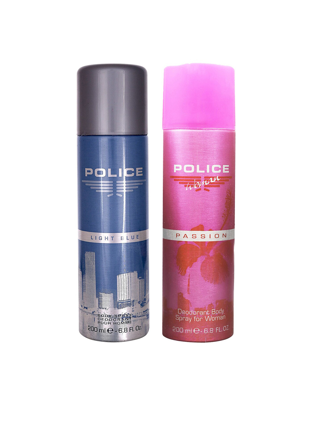 Police Set of Men Light Blue & Women Passion Deodorant Body Spray - 200 ml Each