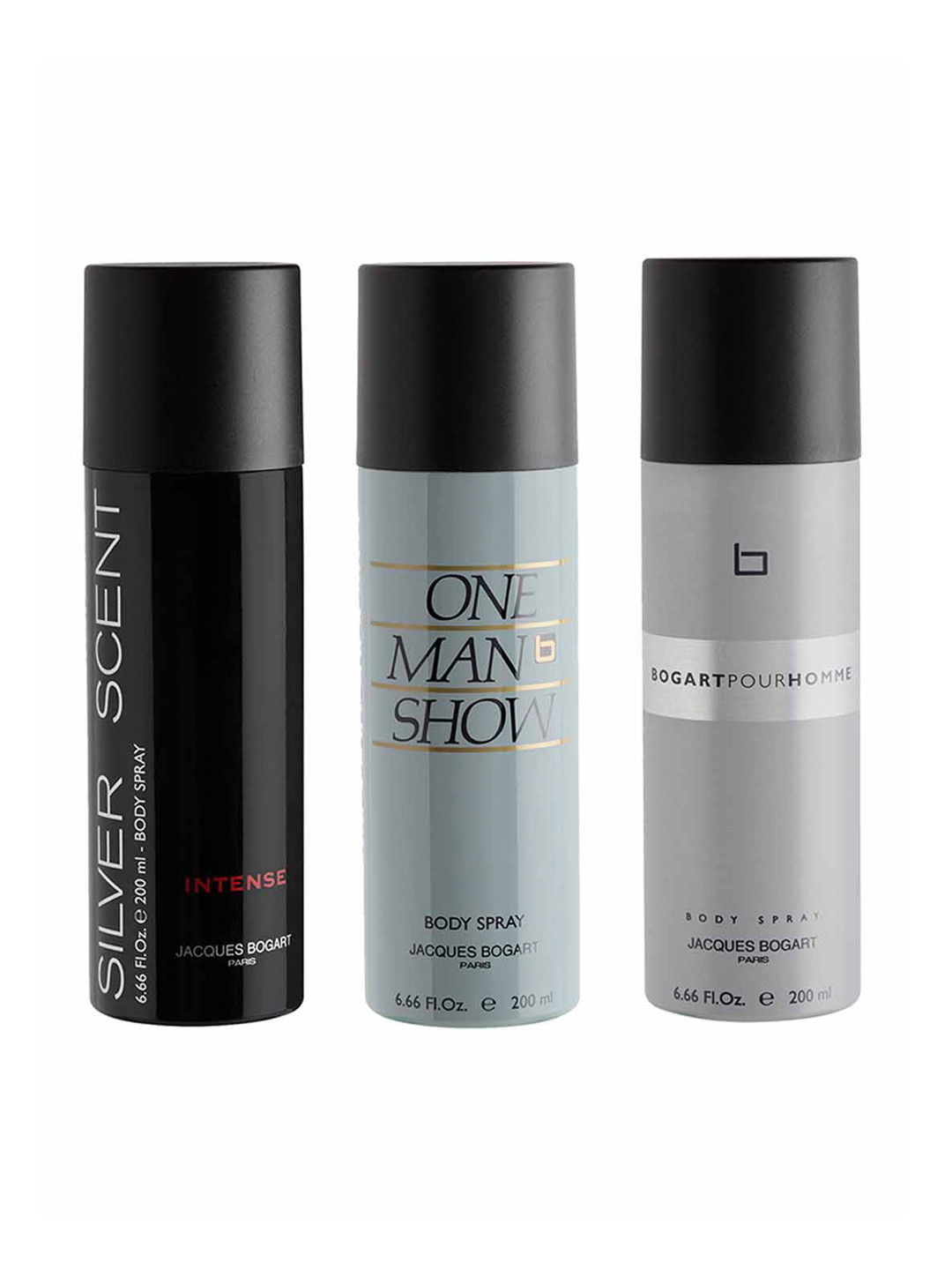 JACQUES BOGART Bogart Silver Scent Intense + One Man Show + Pour Homme Deo Combo 600ml