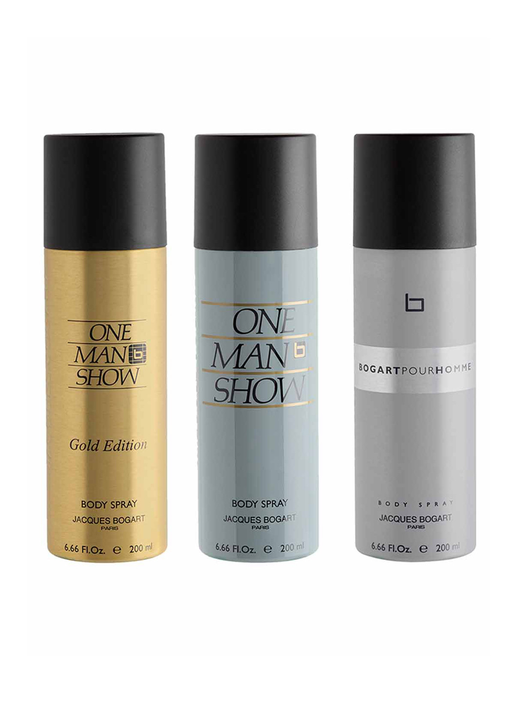JACQUES BOGART Men Pack of 3 One Man Show + Pour Homme + One Man Show Gold Deo Combo Set