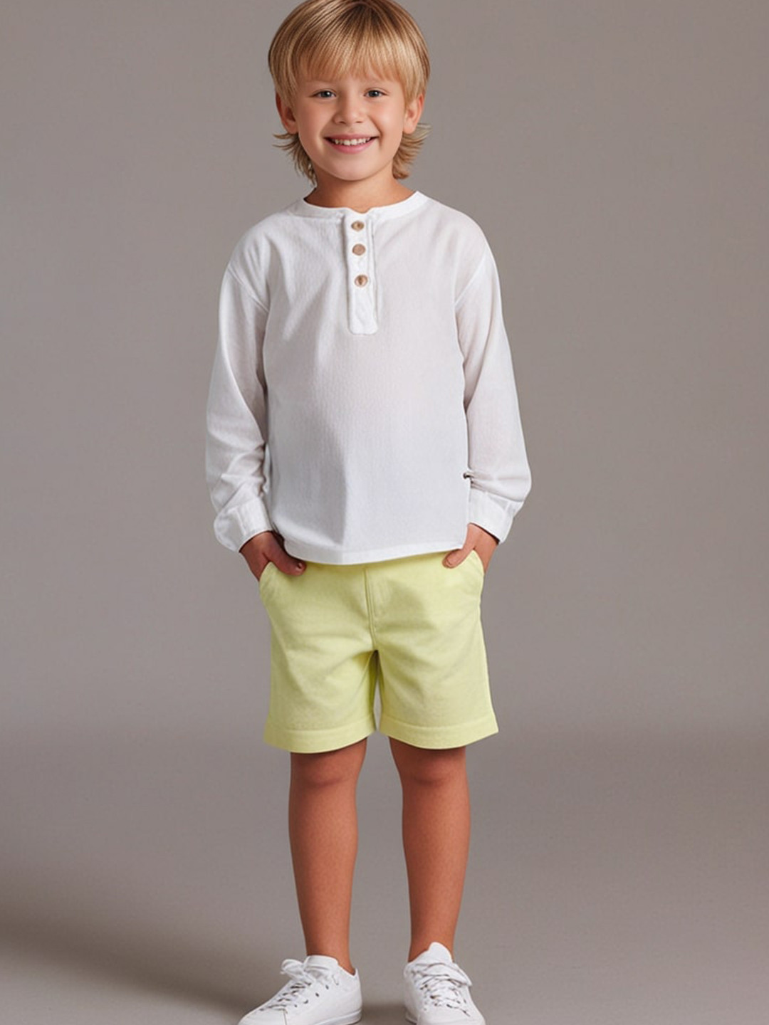 Cherry Crumble Boys White & Yellow T-shirt with Shorts