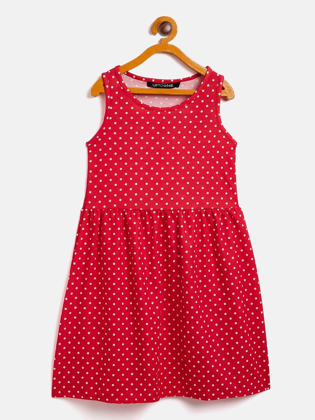 Uptownie Lite Kids Red & carmine Crepe Dress