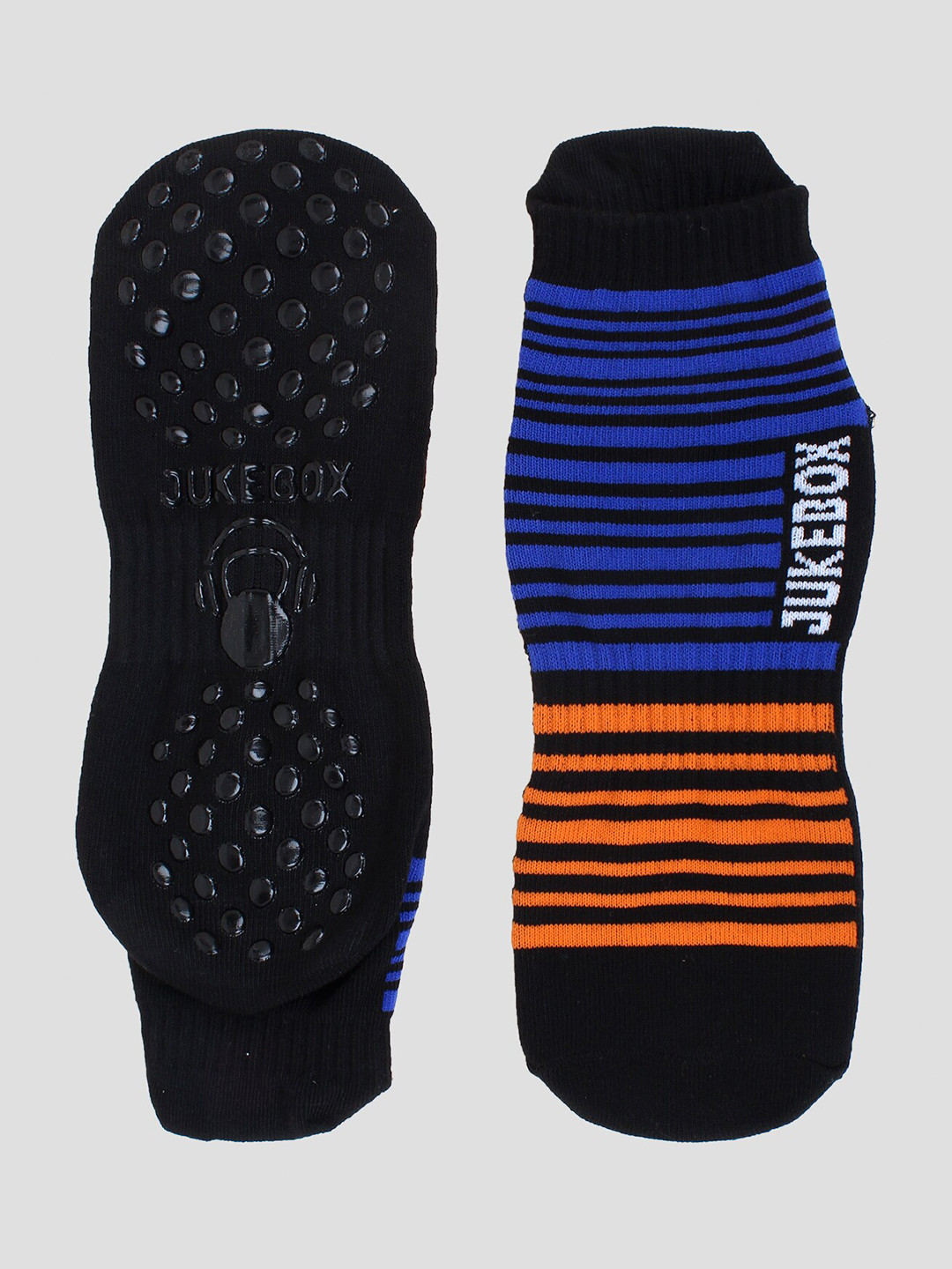 Wearjukebox Black & Red Striped Grip  Socks
