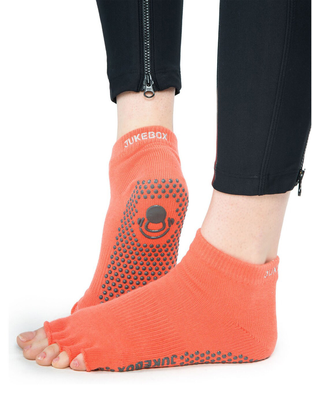 Wearjukebox Orange Solid Ankle-Length Half-Toe Socks