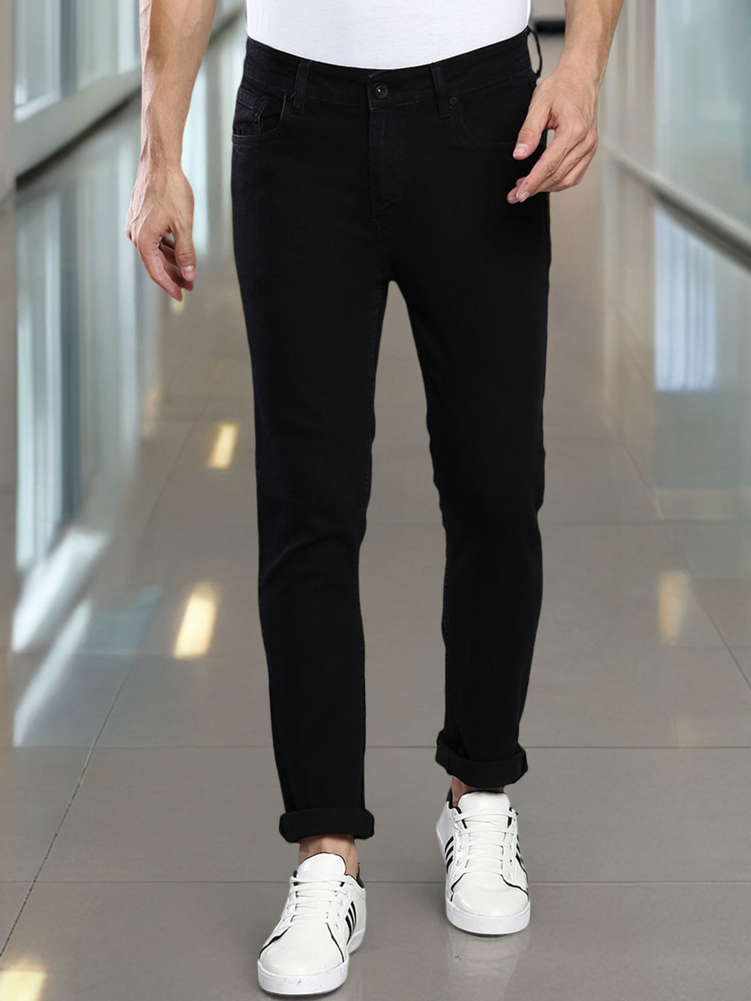 Dennis Lingo Men's Black Slim Fit Stretchable Denim Jeans