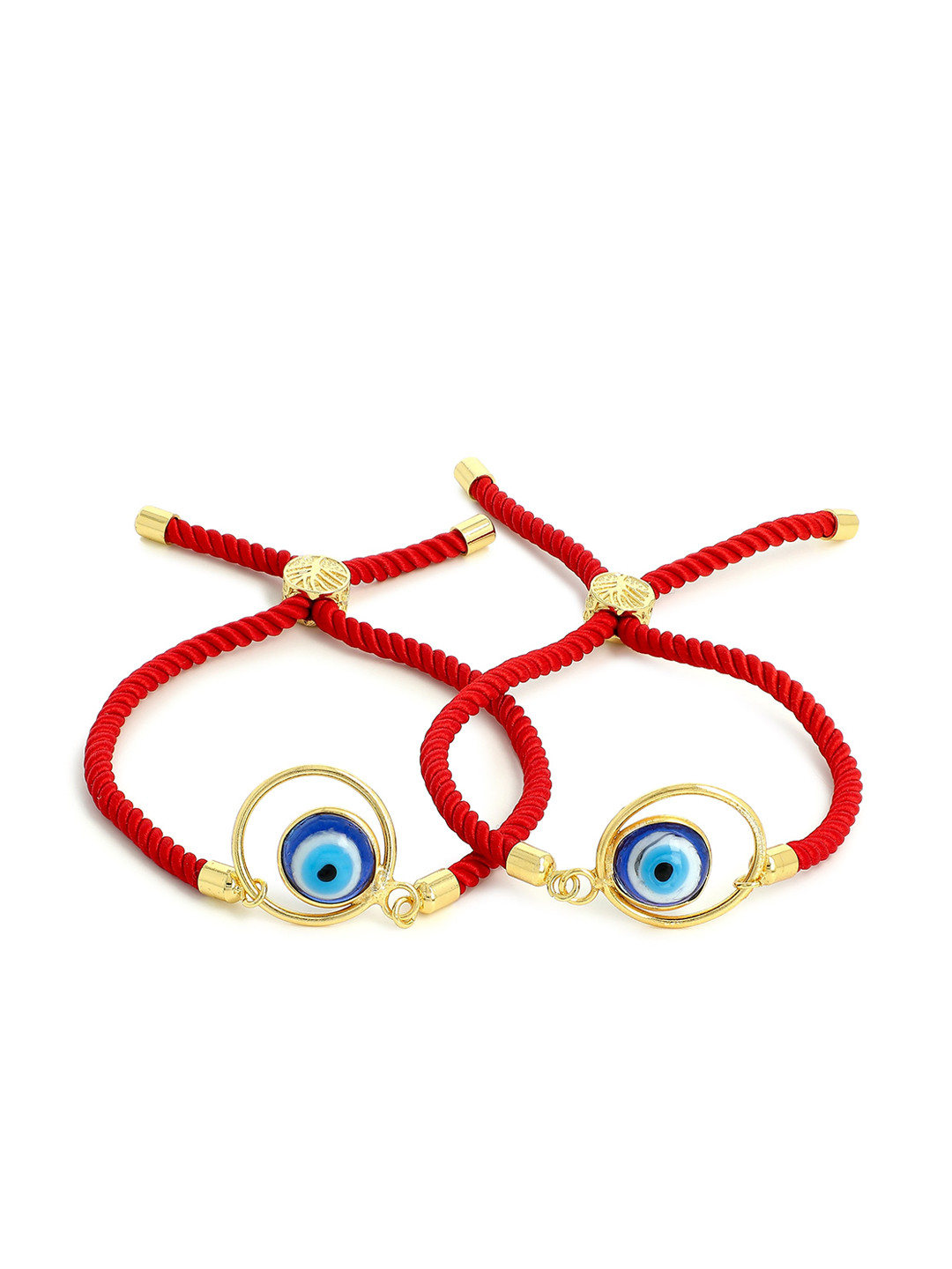 EL REGALO Unisex Pack of 2 Gold-Toned & Red Gold-Plated Bangle-Style Bracelet