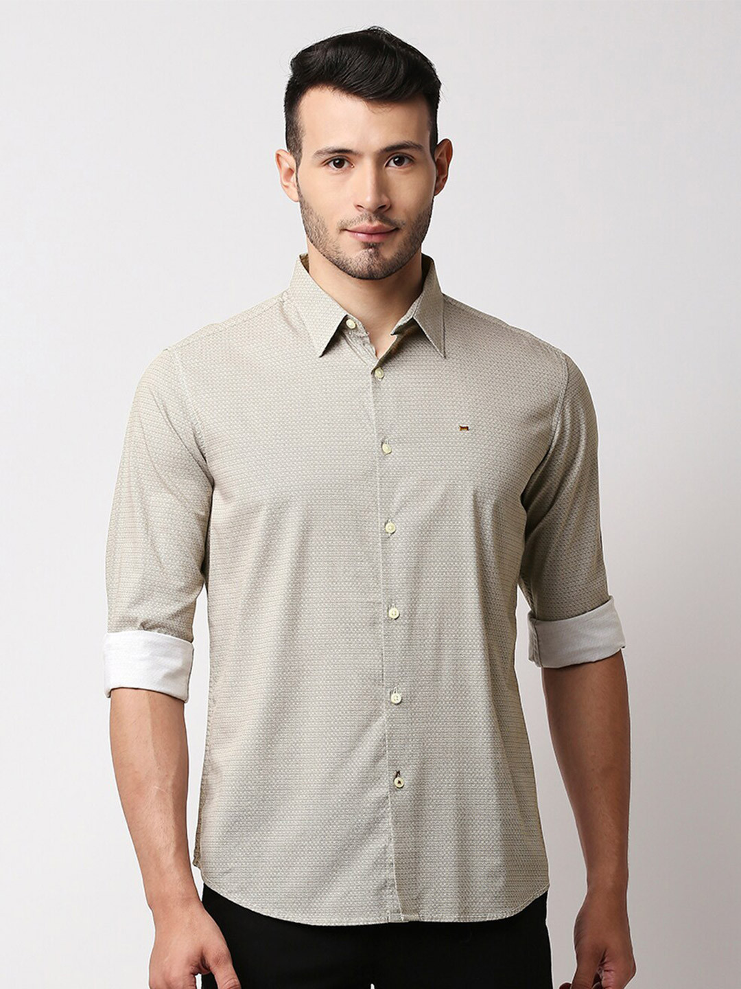 Basics Men Brown Slim Fit Casual Shirt