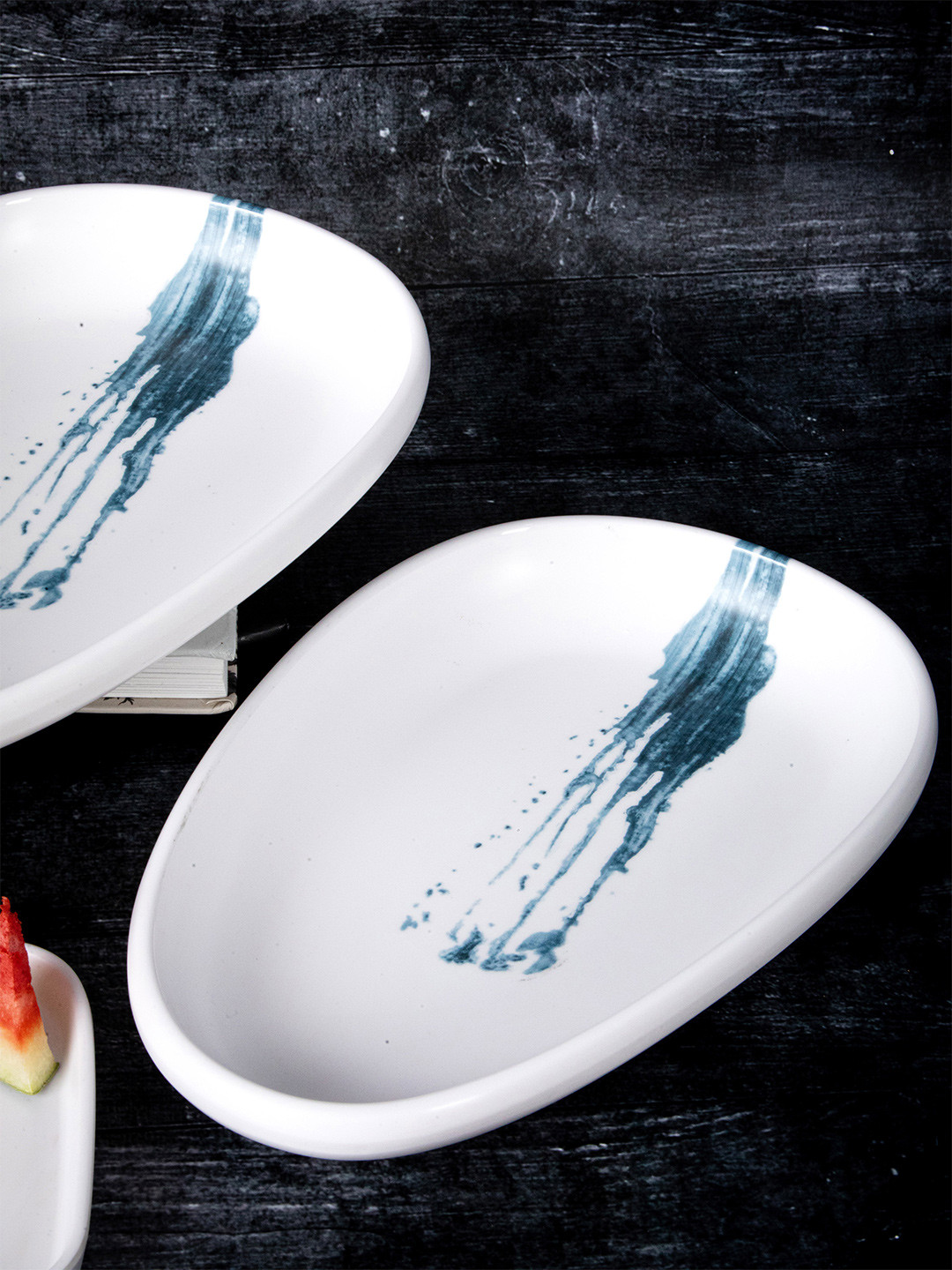Stehlen White & Blue 3Pieces of Printed Dishwash safe Melamine Glossy Bowls 900ml each