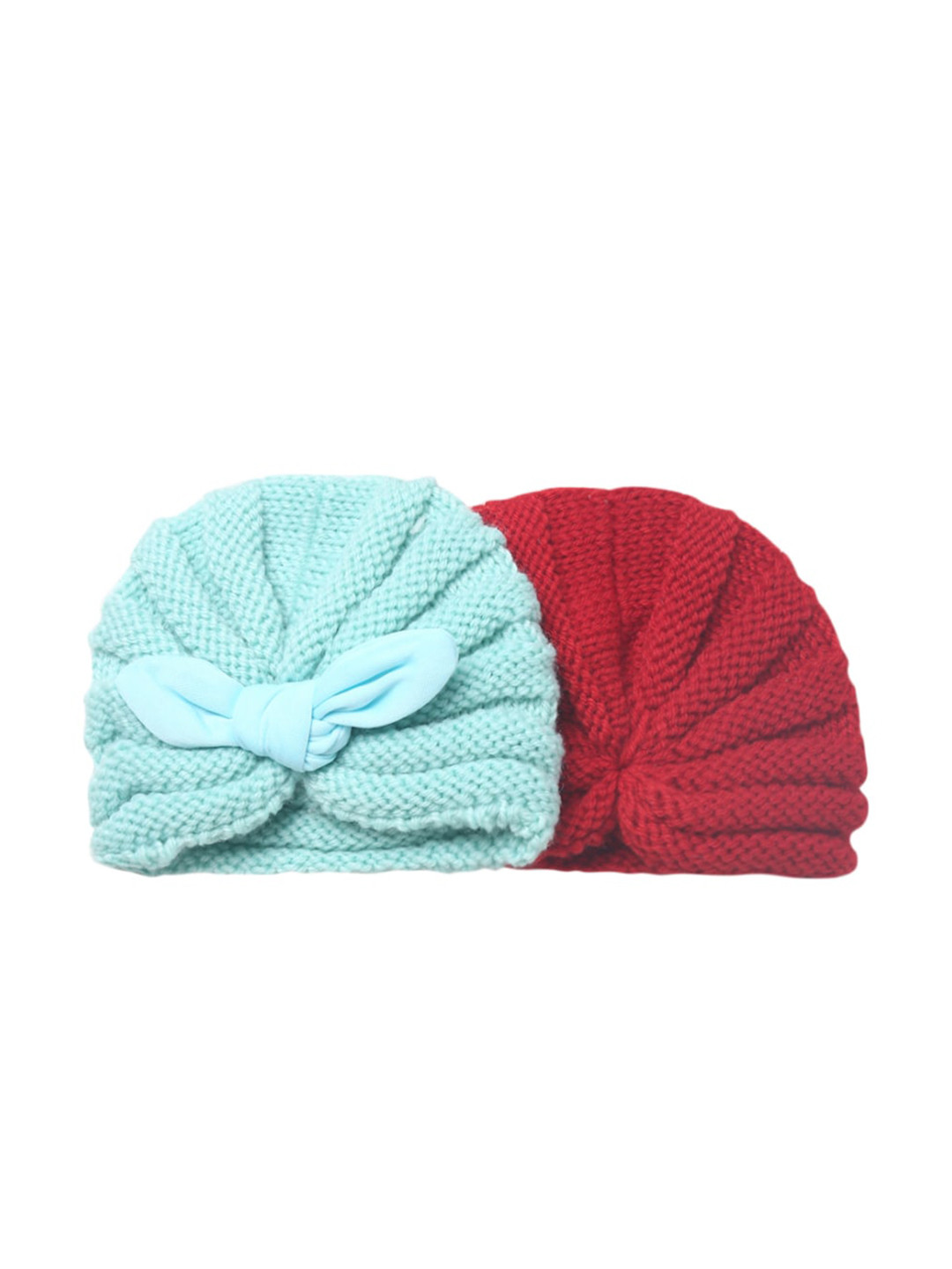 EL REGALO Unisex Kids Red & Blue Pack of 2 Beanie Caps