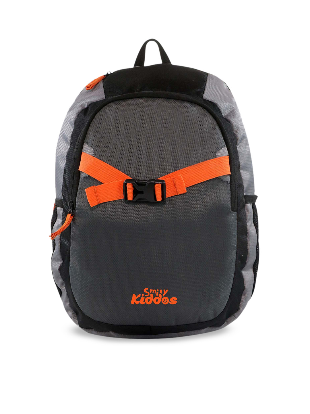 Smily Kiddos Unisex Kids Orange & Grey Brand Logo Backpack with Compression Straps