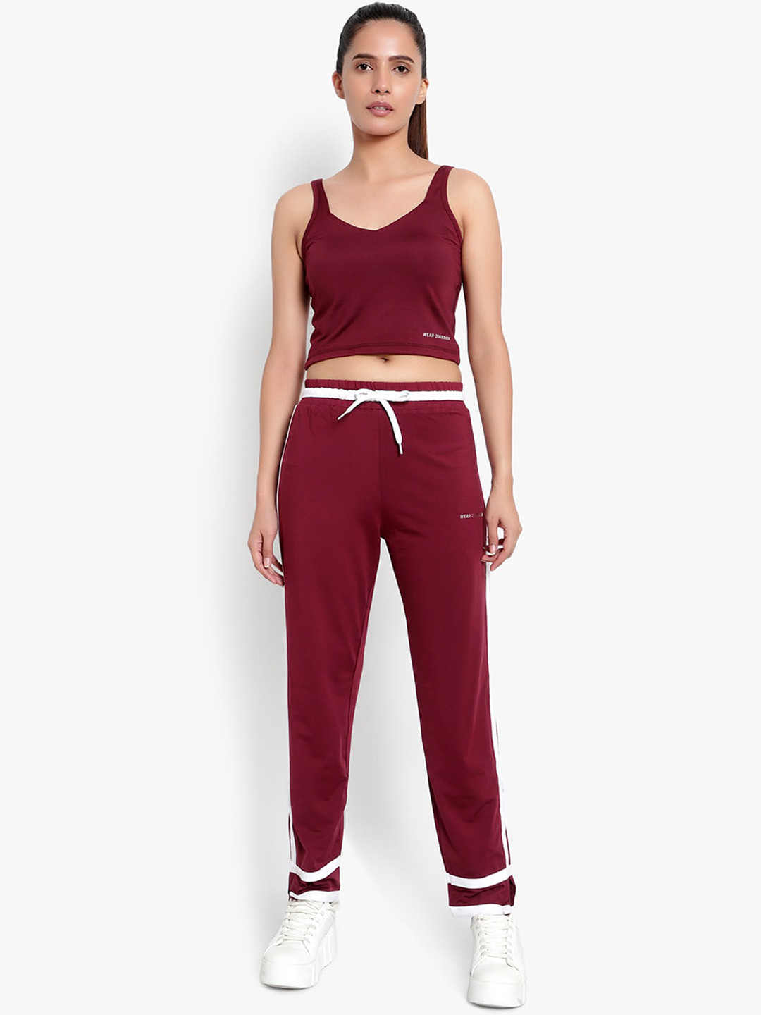 Wearjukebox Women Maroon & White Tracksuits