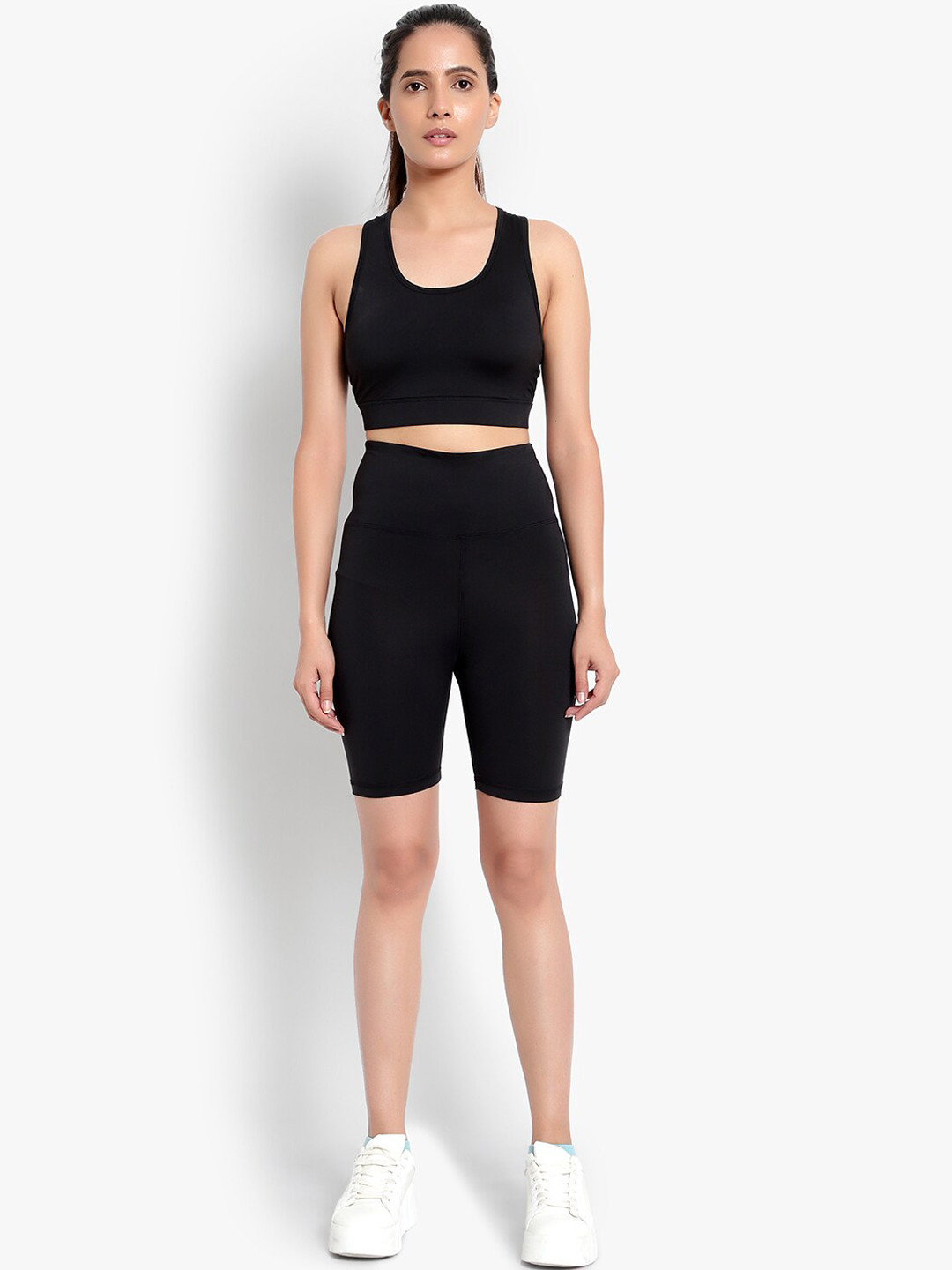 Wearjukebox Women Solid Sports Bra with Shorts