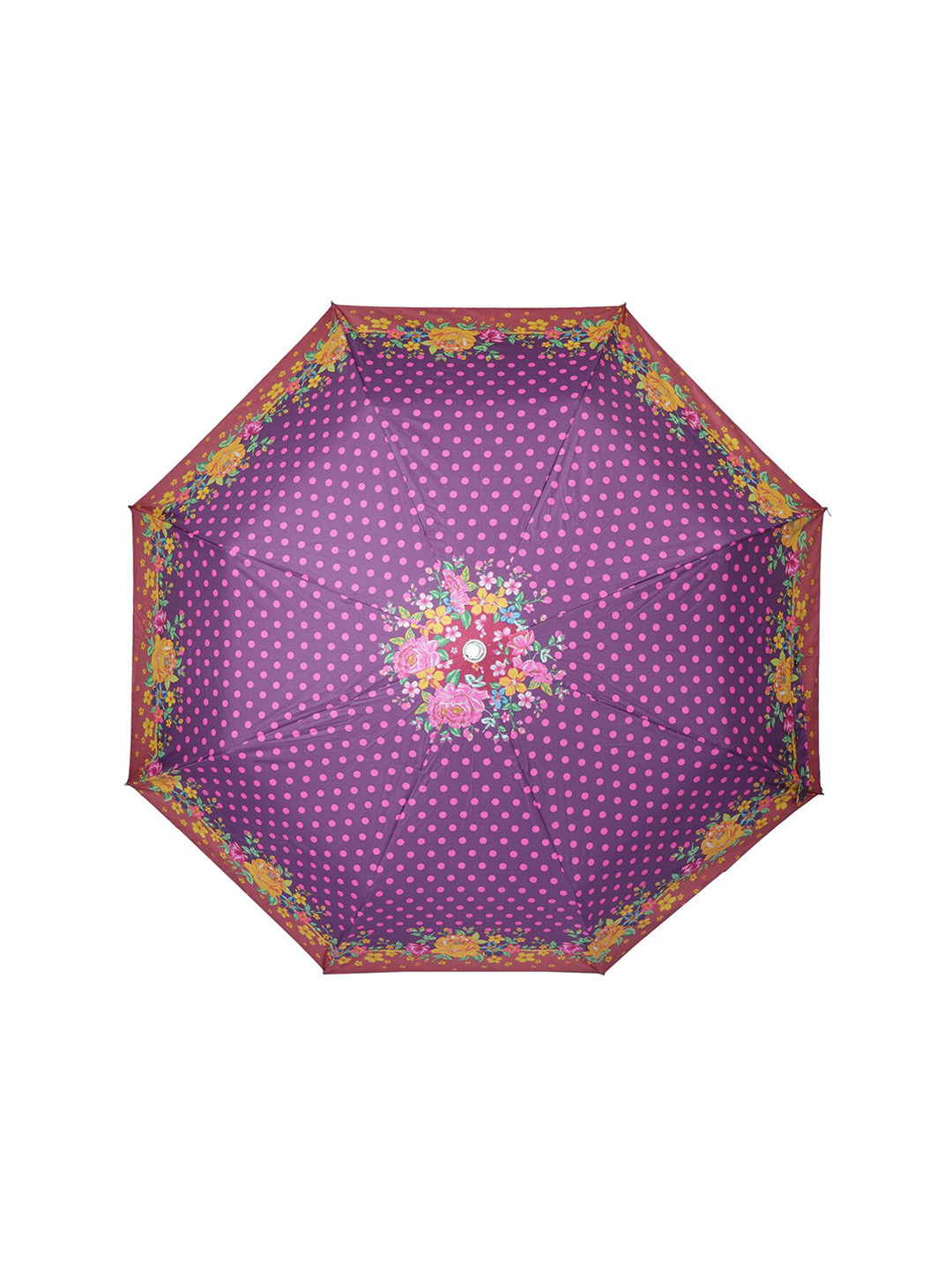 THE CLOWNFISH Polka Dot Purple & Yellow Printed Double-Coated Umbrellas