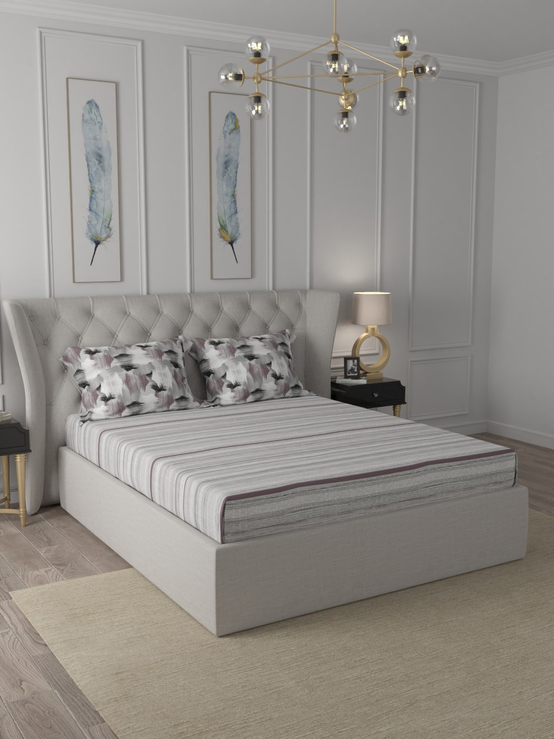 MYTRIDENT Zoey Mauve Classic 210TC 2PL King Size Bedsheet