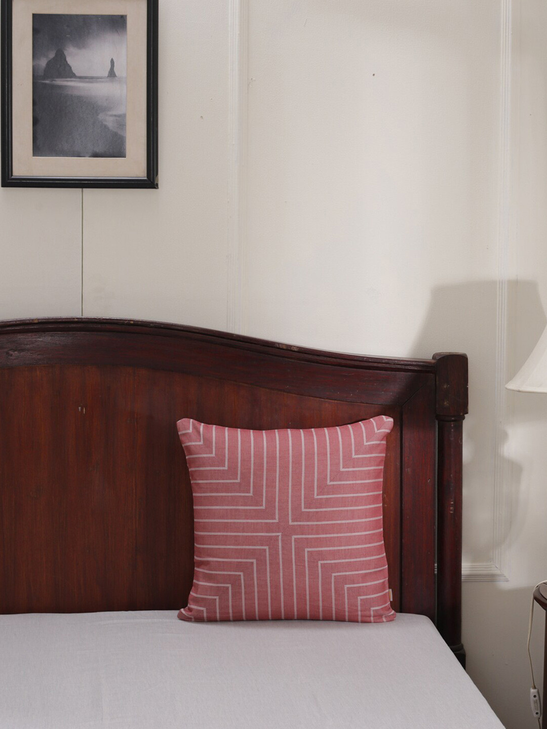 MASPAR Red Checked Cotton Breathable Square Cushion Cover -18x18In