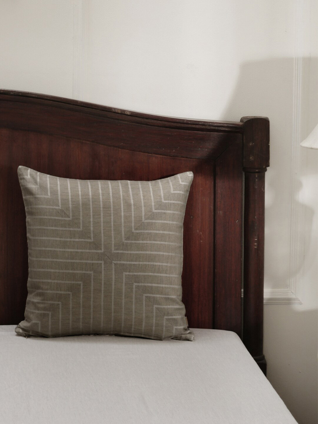 MASPAR Brown Checked Cotton Breathable Square Cushion Cover -18x18In