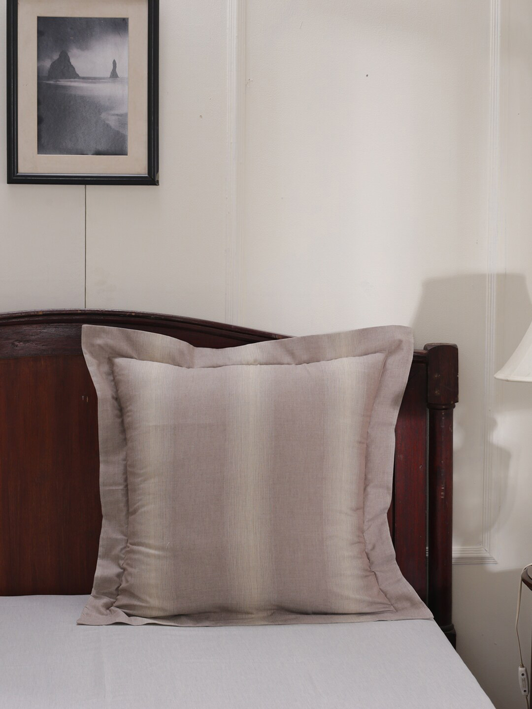 MASPAR Set Of 2 Brown Striped Pure Cotton 110 GSM Pillow Covers