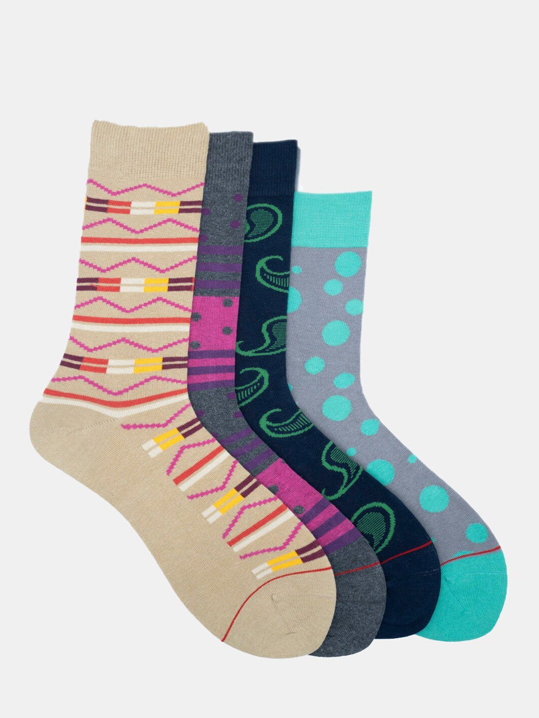 Soxytoes Men Pack Of 4 Multi-Colored Calf-Length Pure Cotton Socks