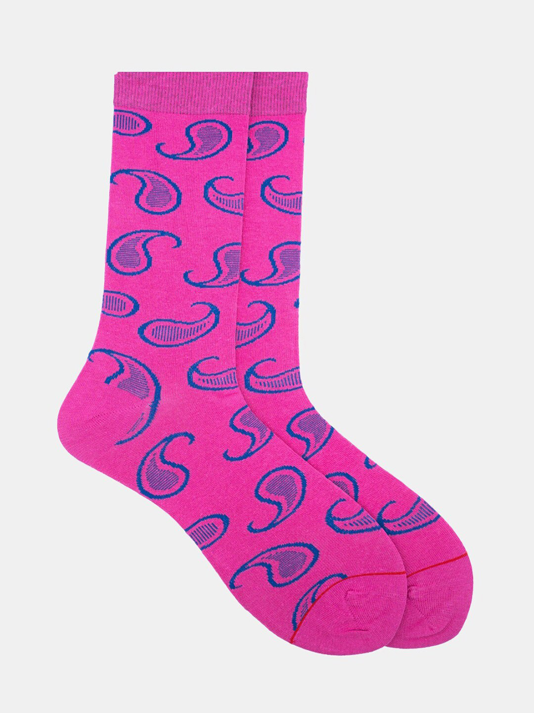 Soxytoes Men Pink & Blue Patterned Cotton Calf-Length Socks