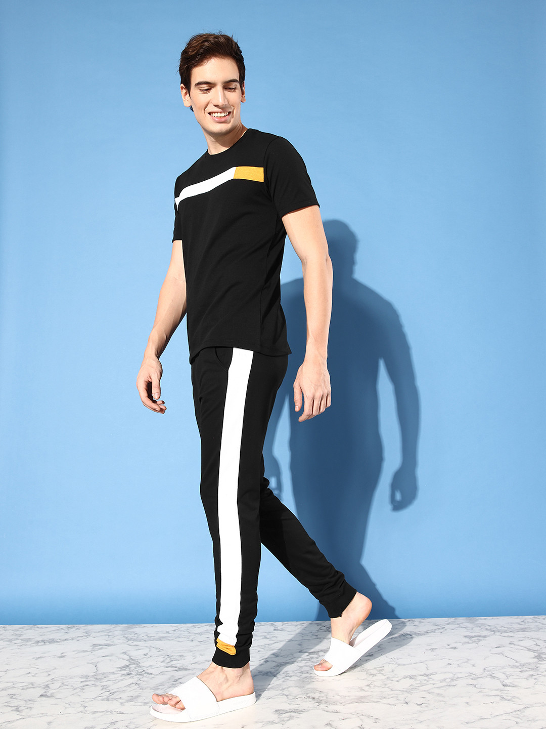 Harvard Men Jet Black T-shirt with Joggers Home Leisure Comfy Co-ords