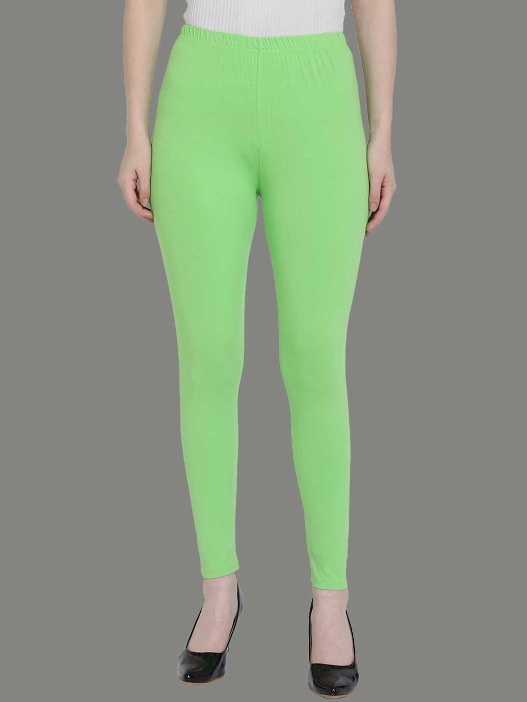 SPIFFY Women Florescent Green Solid Ankle-Length Leggings