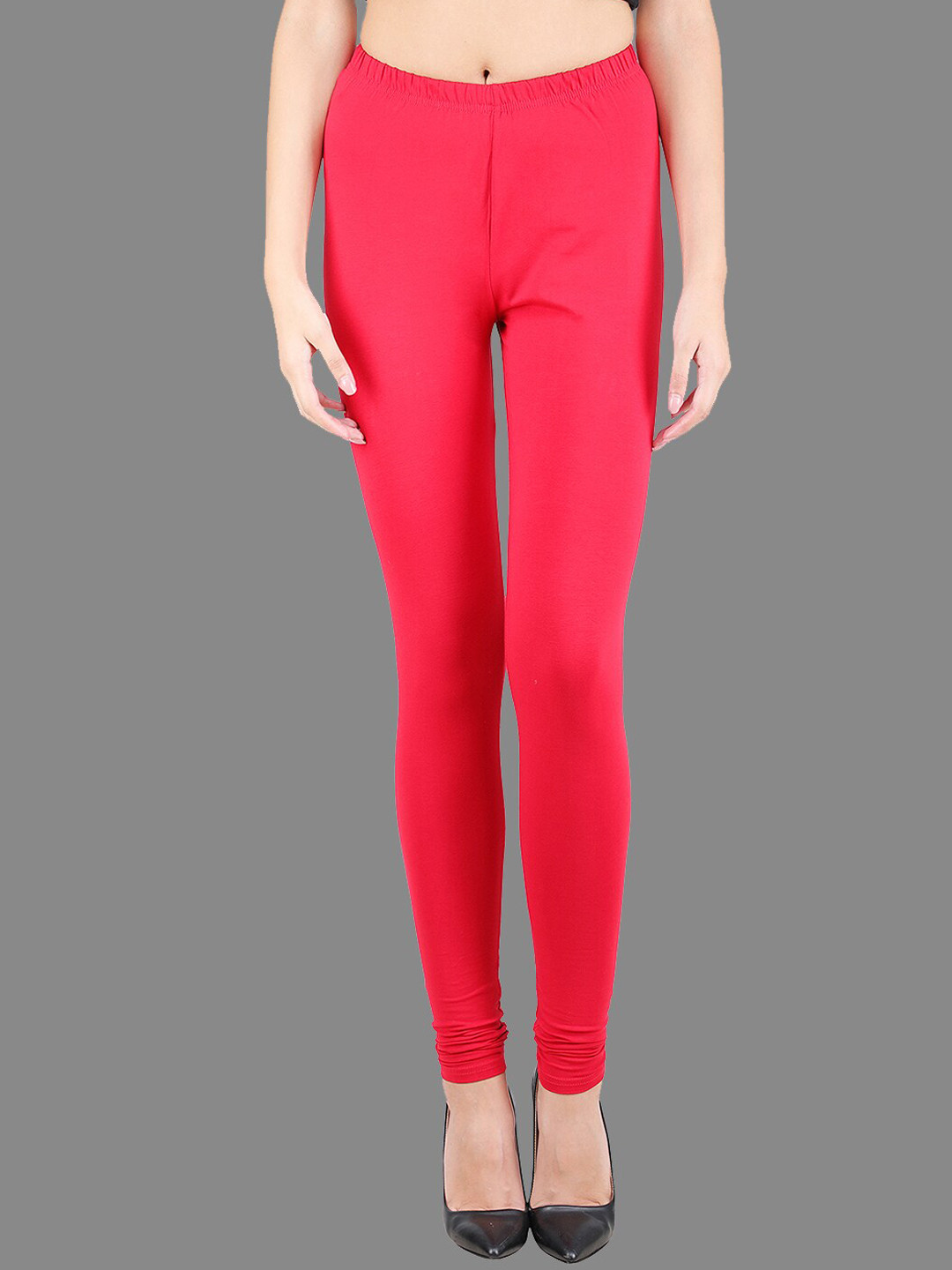 SPIFFY Women Red Solid Cotton Leggings