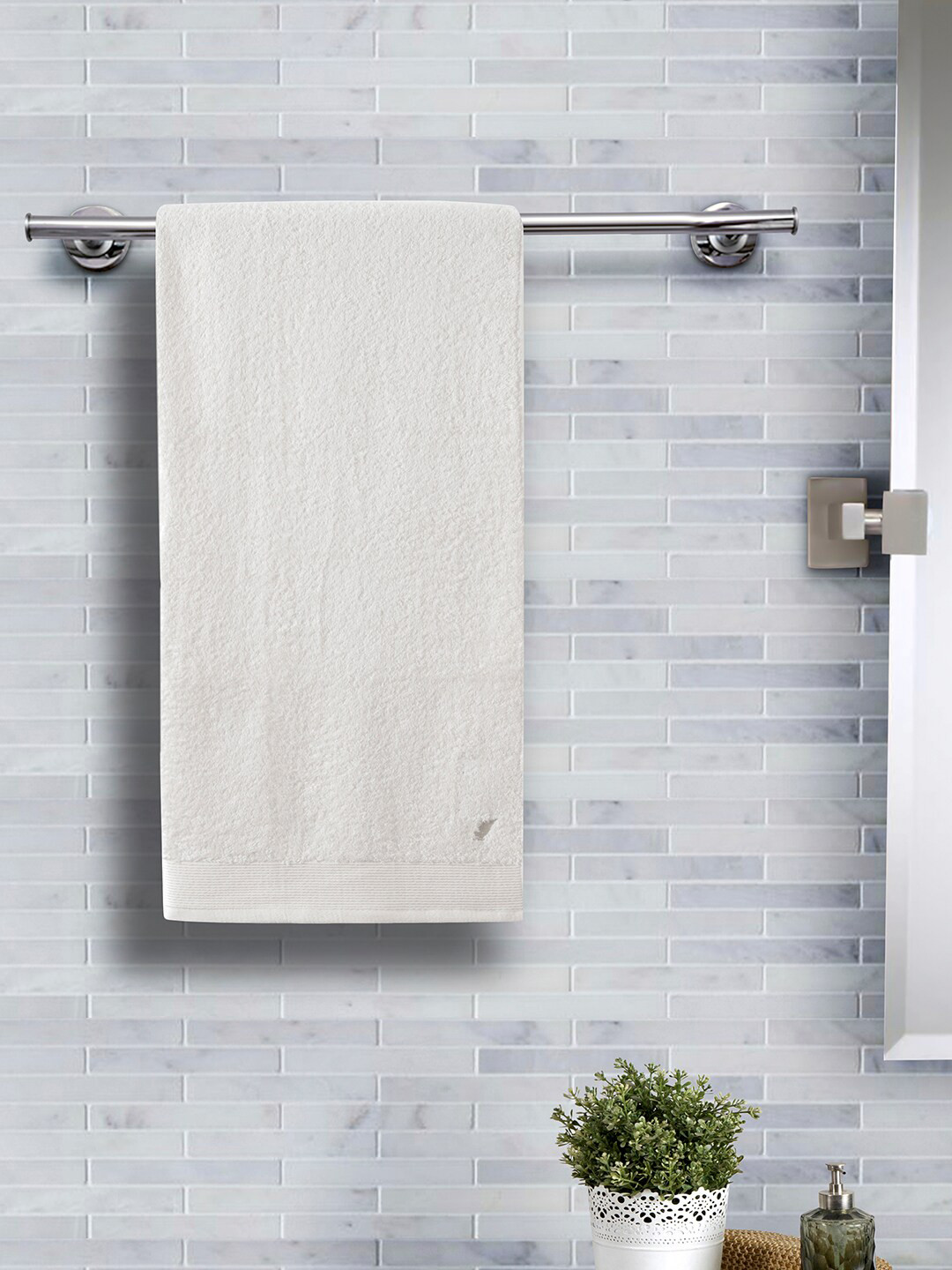 MASPAR Beige Striped 550 GSM Cotton Bath Towels