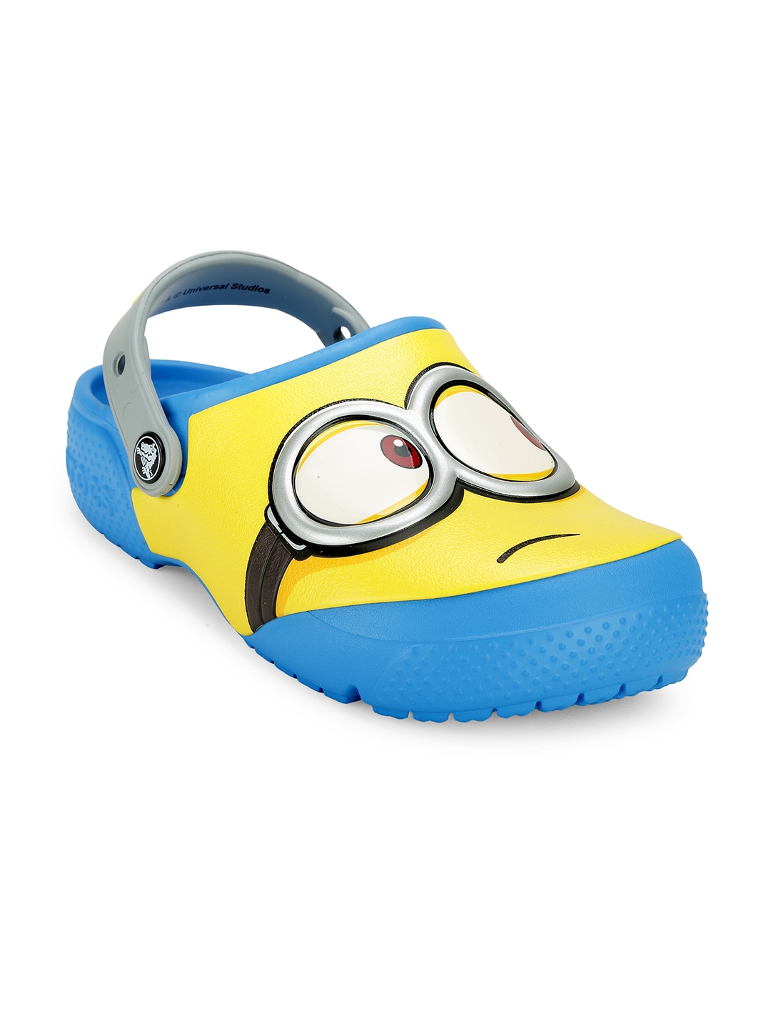 yellow and blue crocs