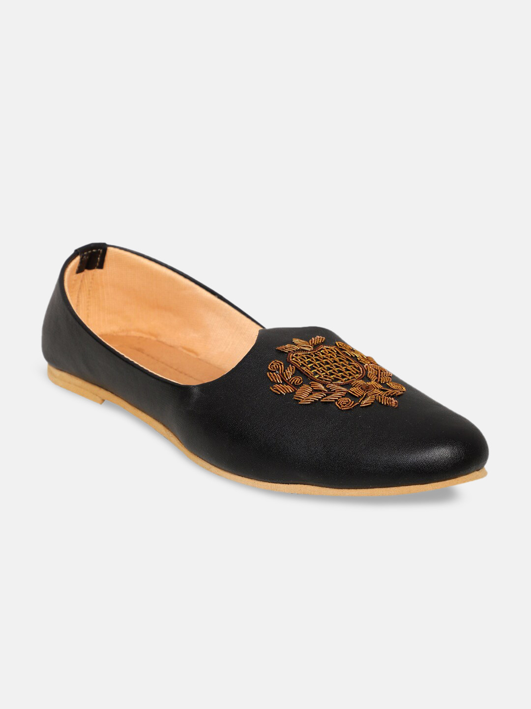 PANAHI Men Black Textured Mojaris