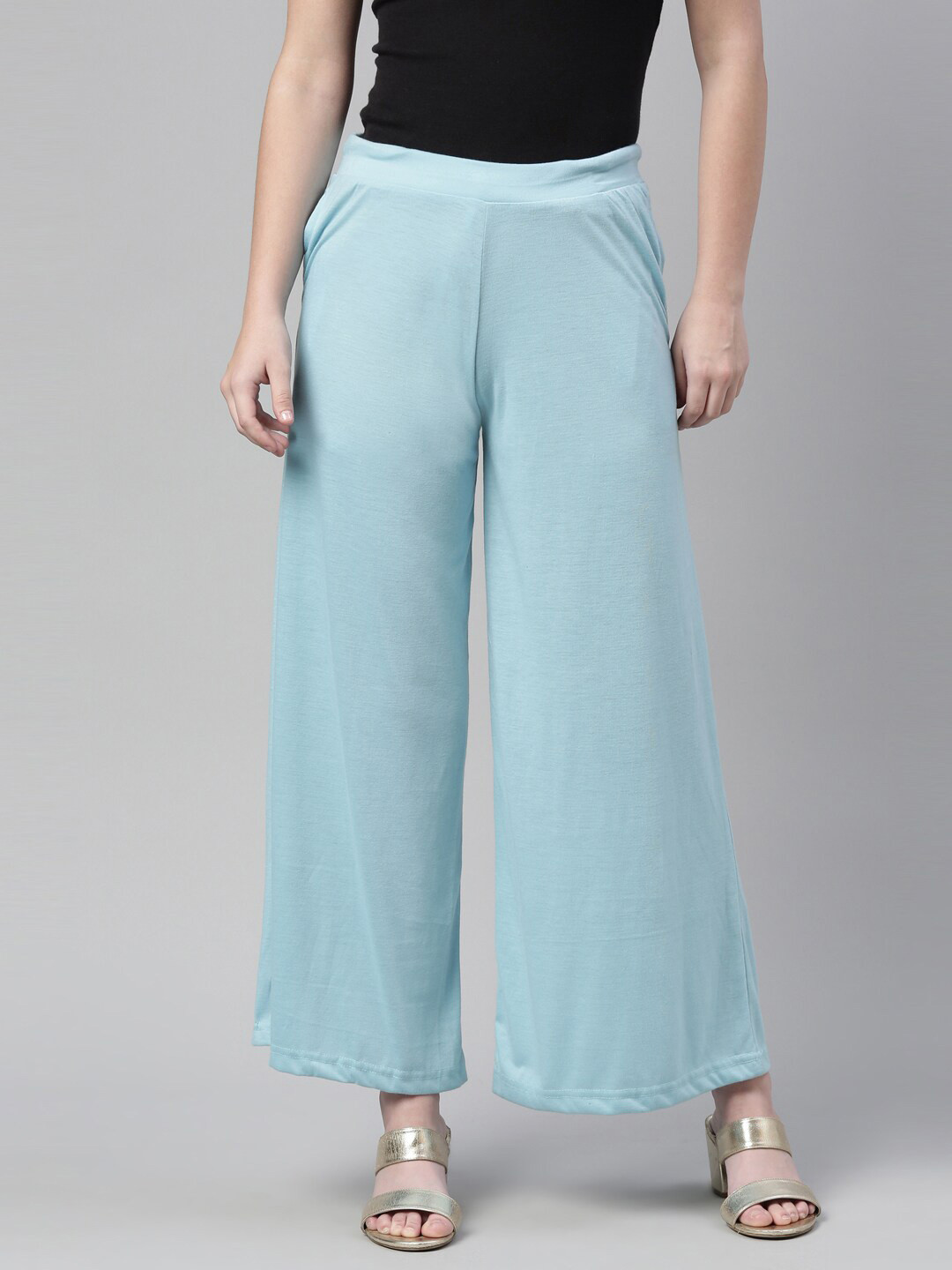 Souchii Women Blue Knitted Palazzos