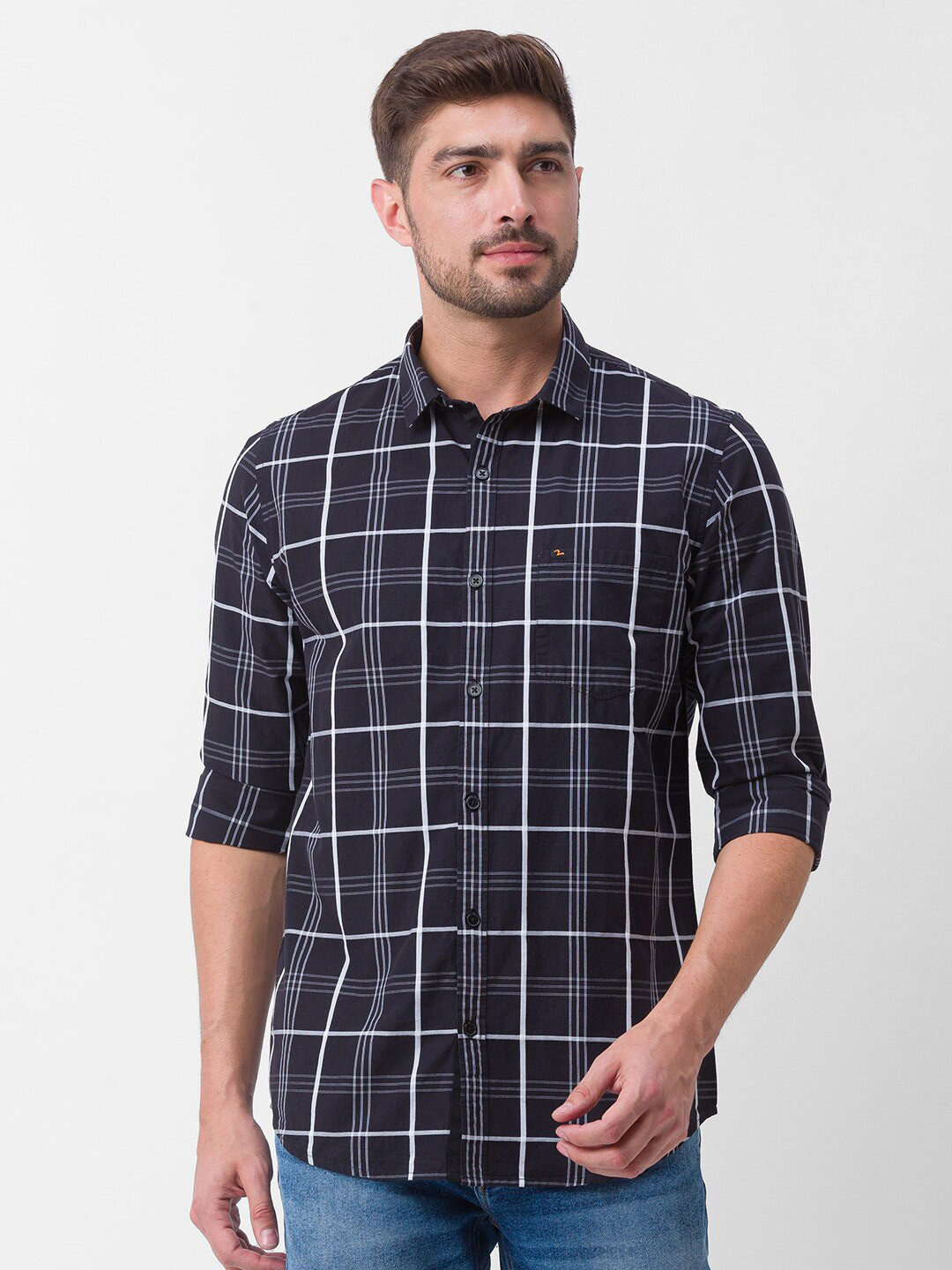 SPYKAR Men Black Checked Casual Shirt
