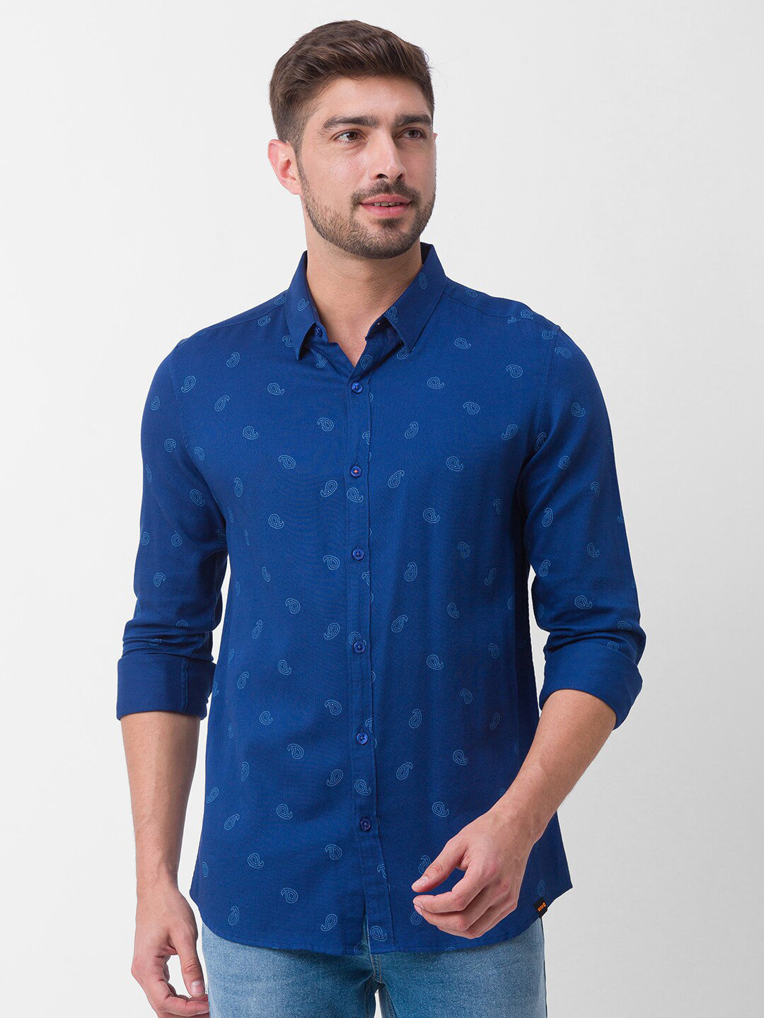 SPYKAR Men Blue Slim Fit Printed Casual Shirt