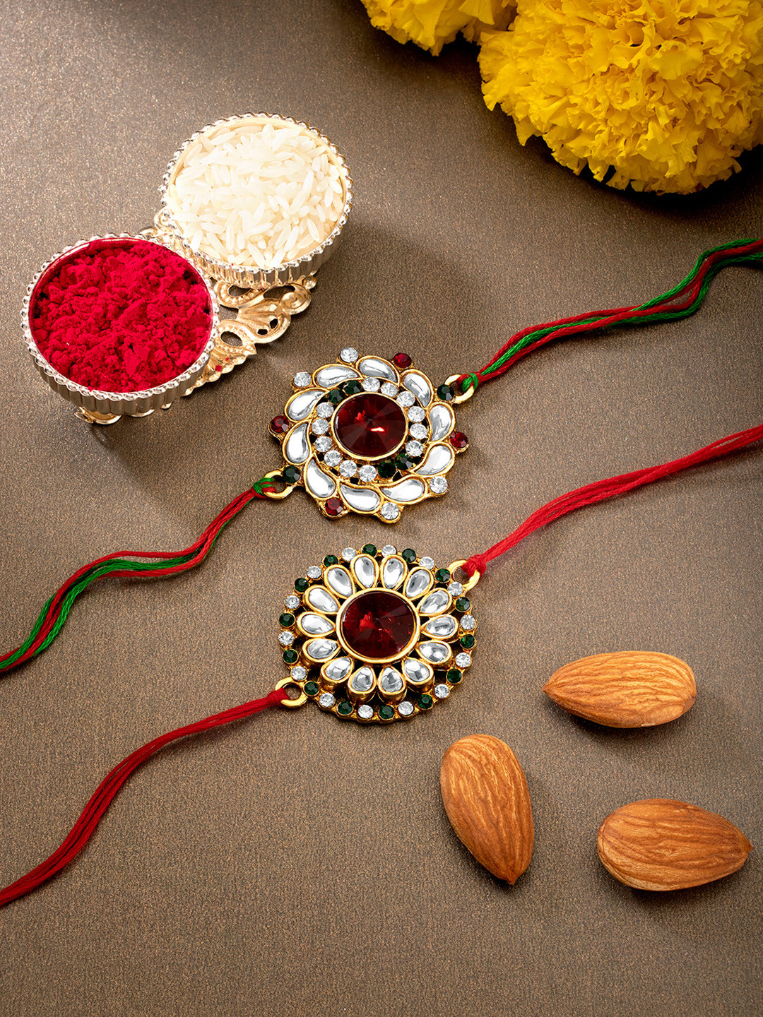 Peora Pack of 2 Kundan Beads Rakhi