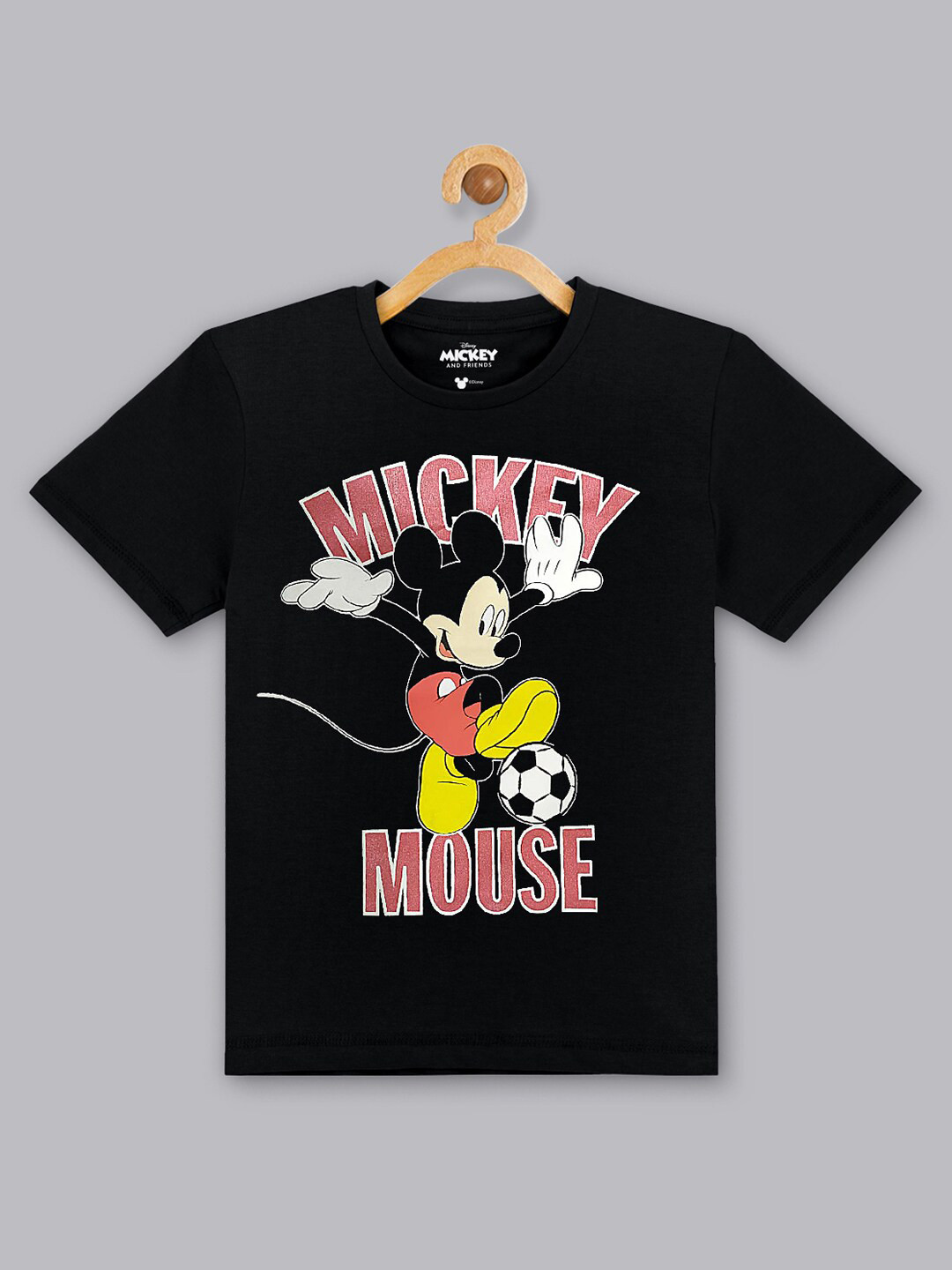 Kids Ville Boys Black Printed Mickey & Friends Tshirt