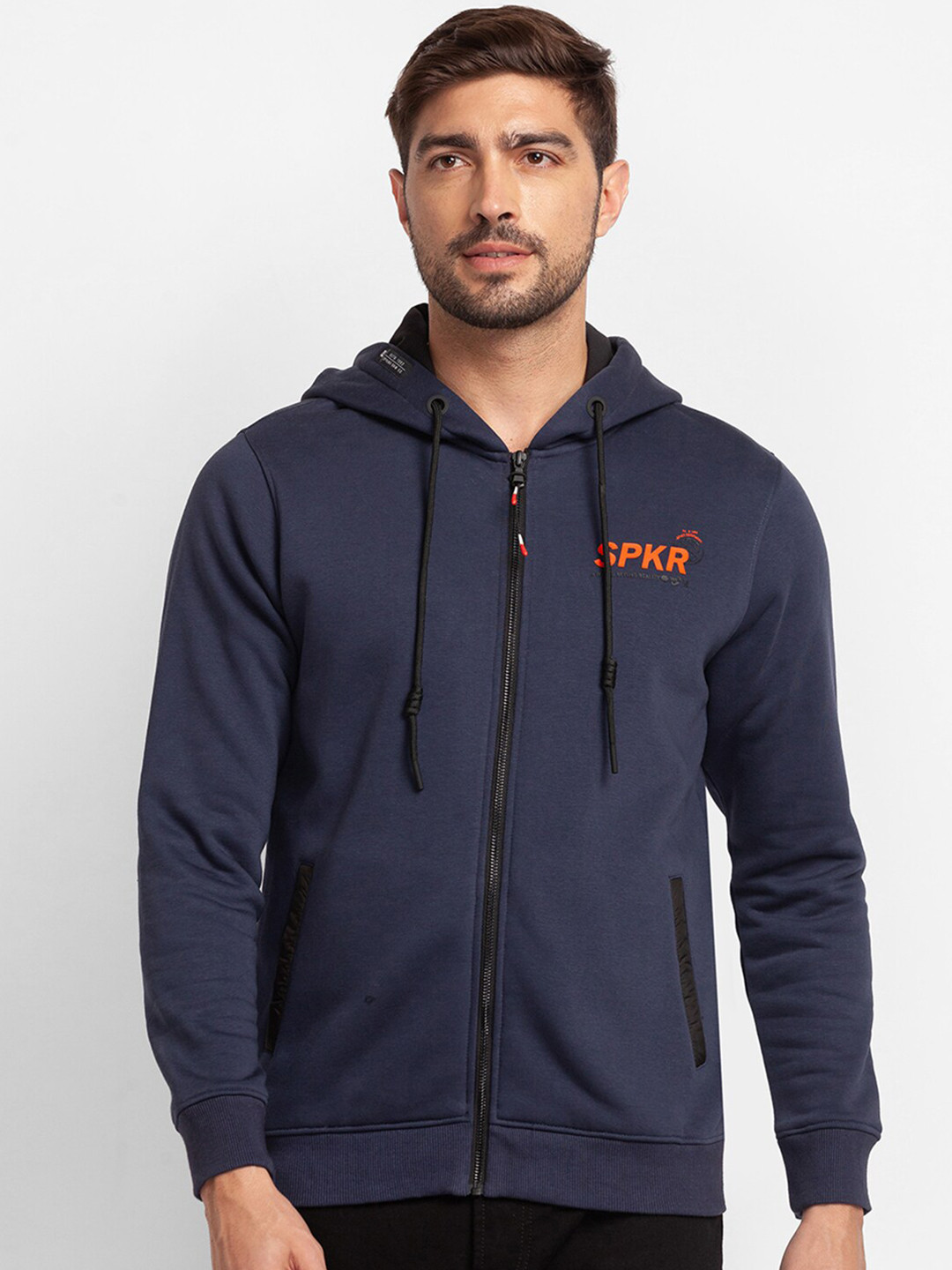 SPYKAR Men Grey Hooded Sweatshirt