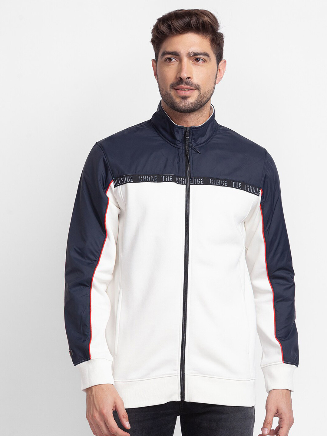 SPYKAR Men Grey Colourblocked Sweatshirt