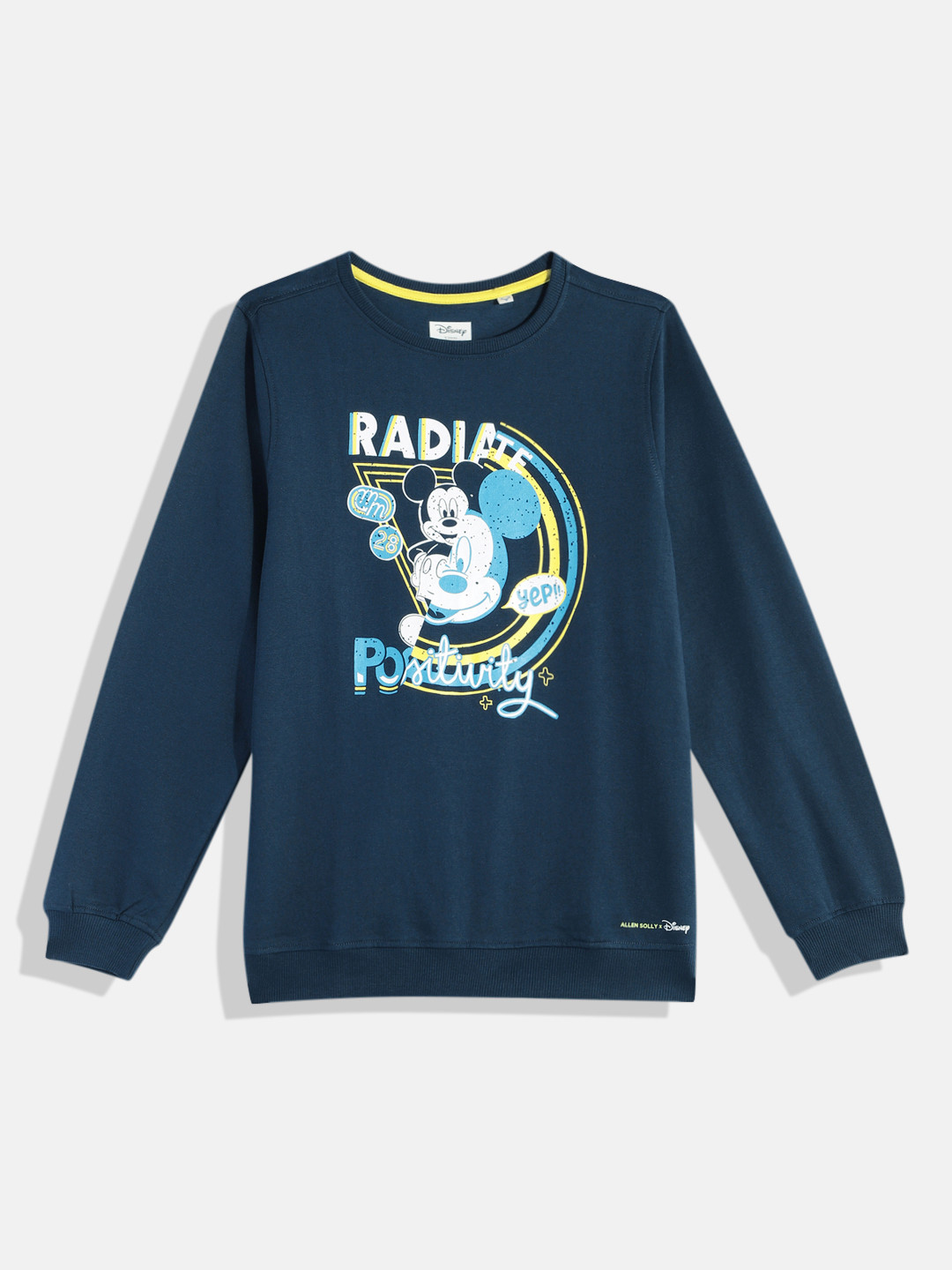 Allen Solly Junior Boys Navy Blue Mickey Mouse Printed Pure Cotton Sweatshirt