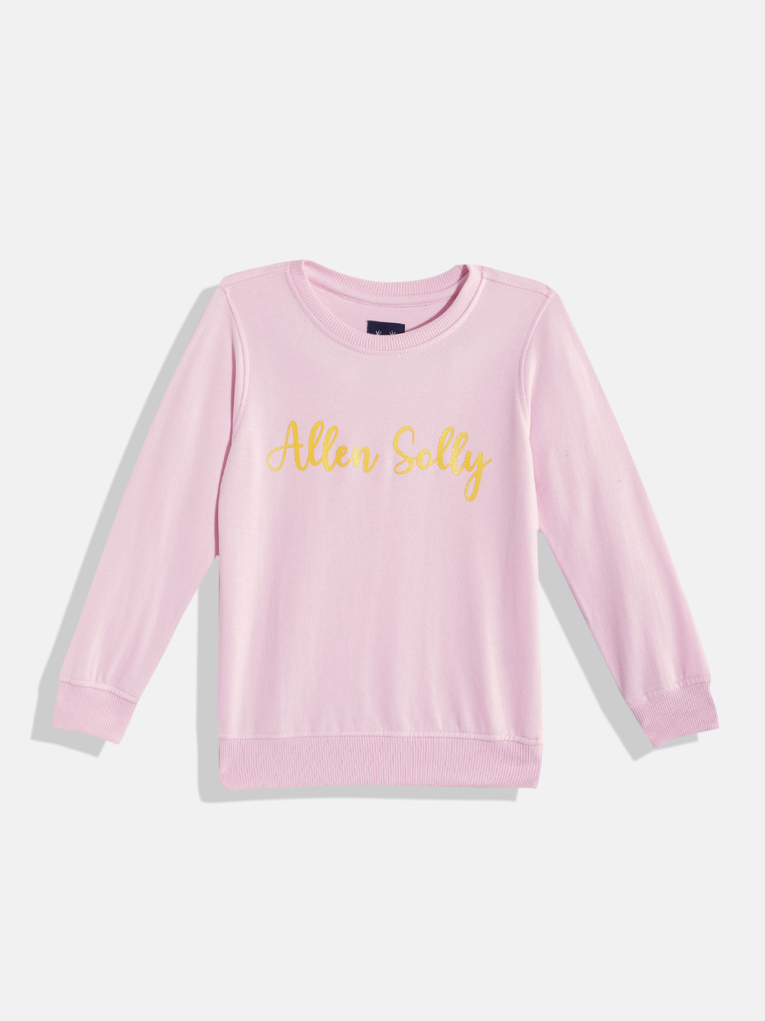 Allen Solly Junior Girls Pink & Yellow Brand Logo Print Sweatshirt