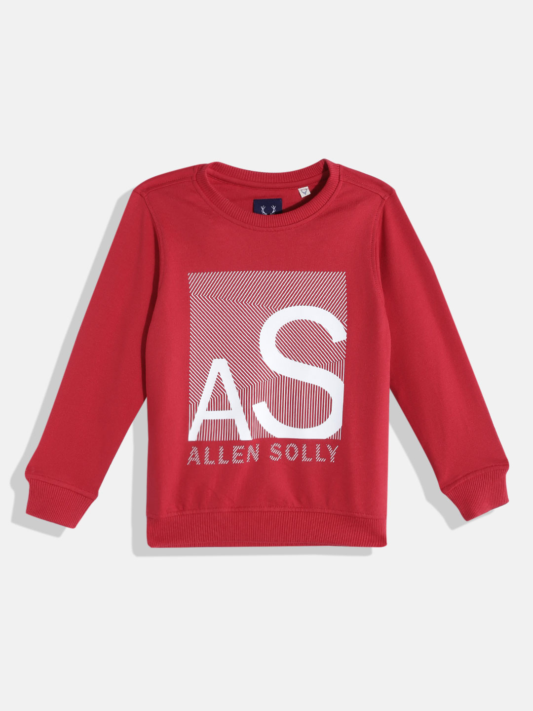 Allen Solly Junior Boys Red & White Brand Logo Print Pure Cotton Sweatshirt