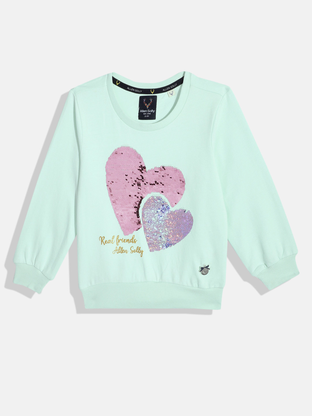 Allen Solly Junior Girls Green Flip Sequins Sweatshirt