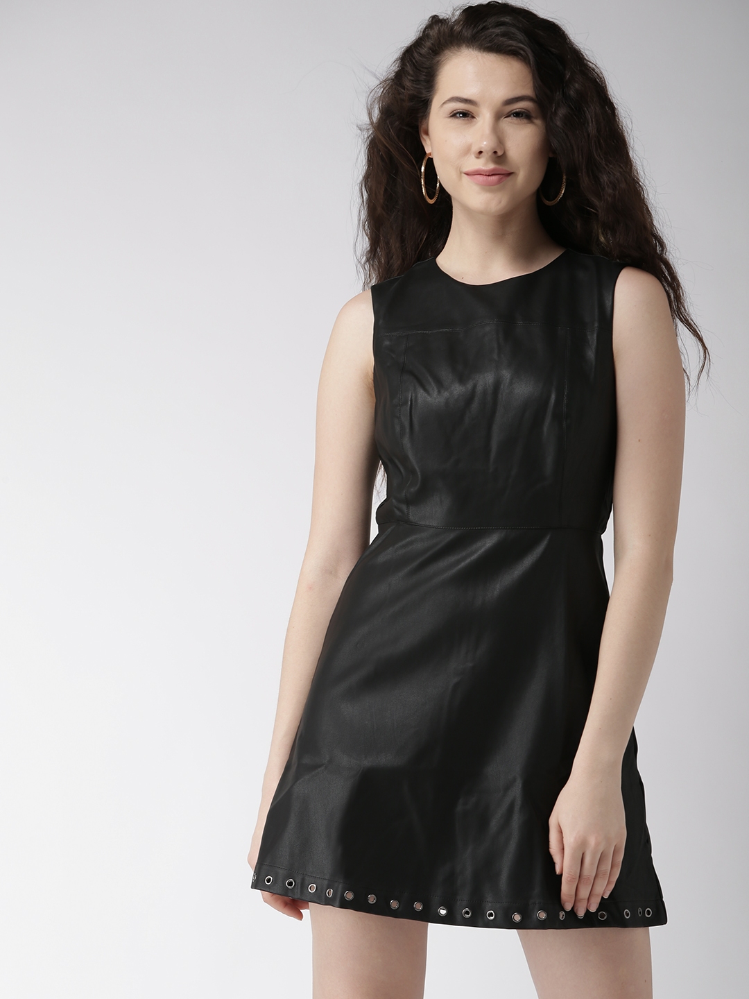 Buy FOREVER 21 Women Black Solid Faux Leather Mini A Line Dress - Dresses  for Women 1872454 | Myntra
