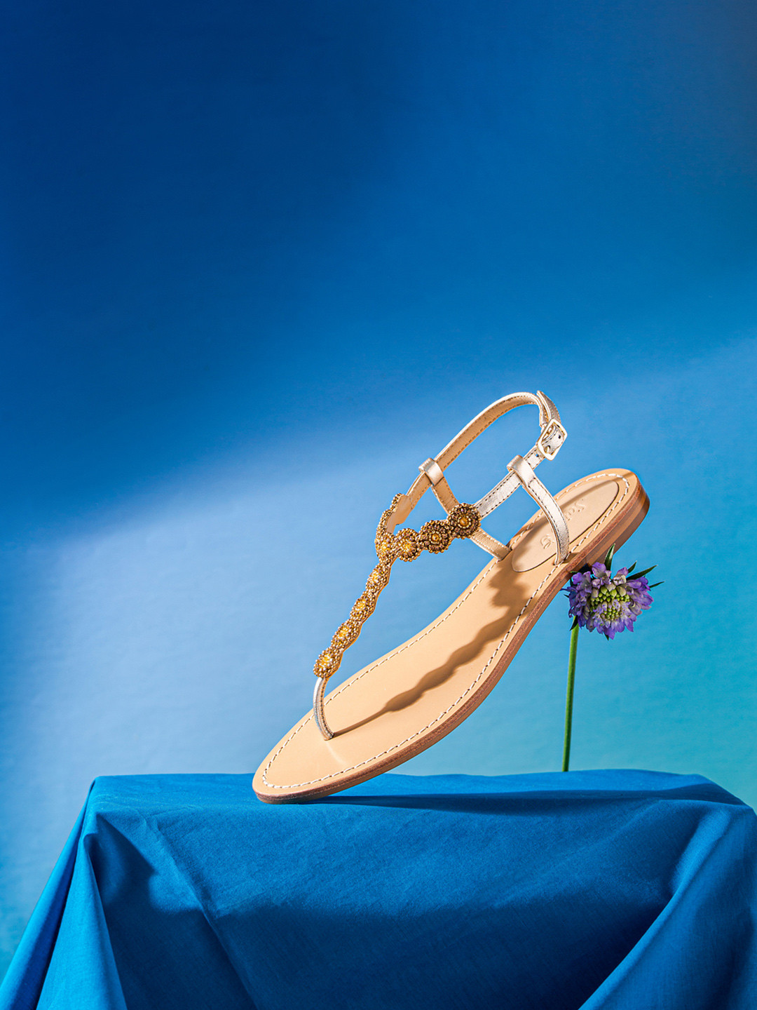 Saint G Women Gunmetal-Toned T-Strap Flats