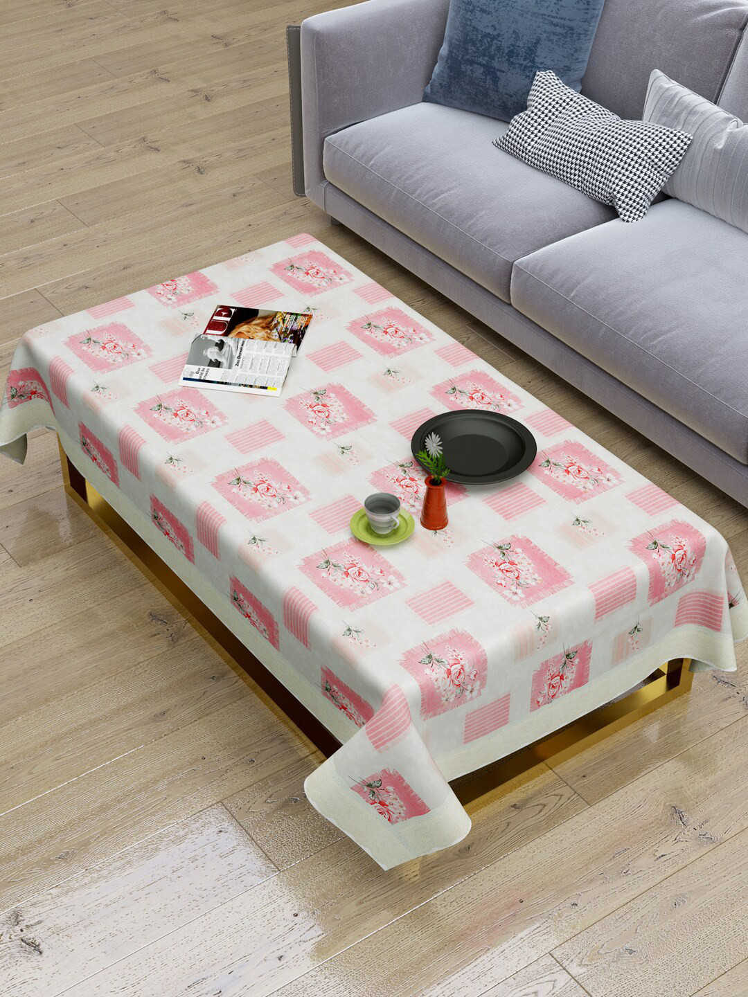 Clasiko Pink Floral Printed 2-Seater Table Covers