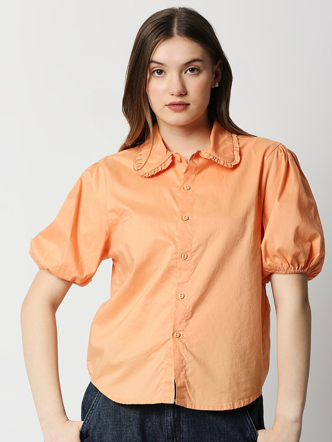 Remanika Peach-Coloured & salmon Shirt Style Top