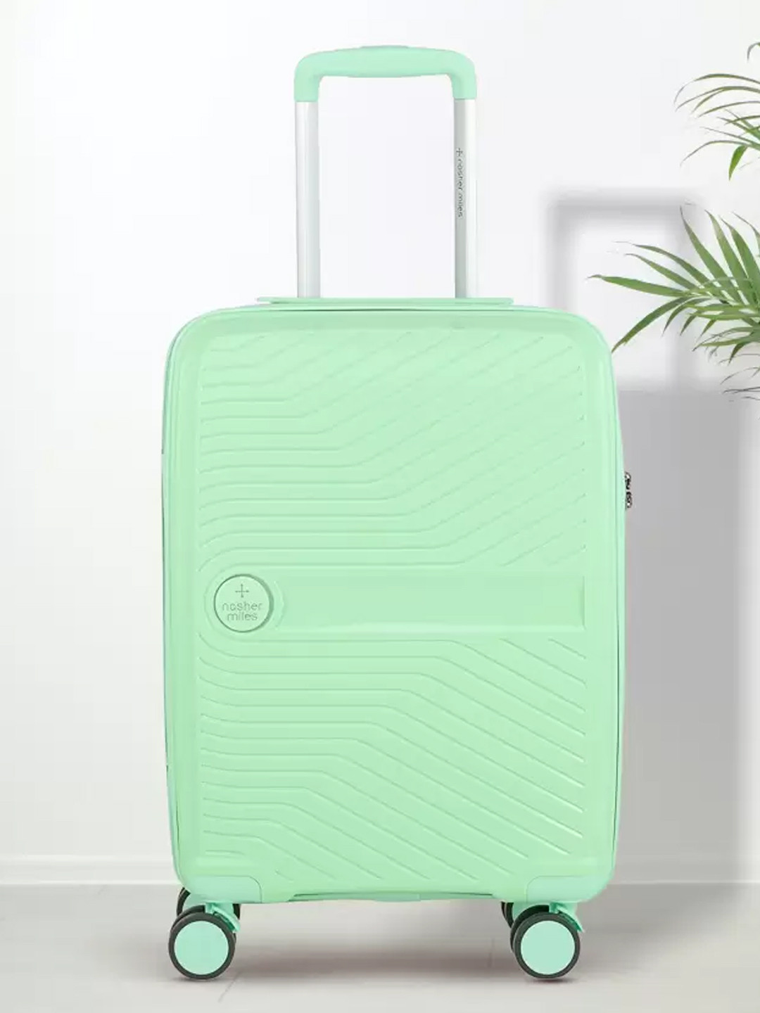 Nasher Miles Green Solid Hard-Sided Small Trolley Bag