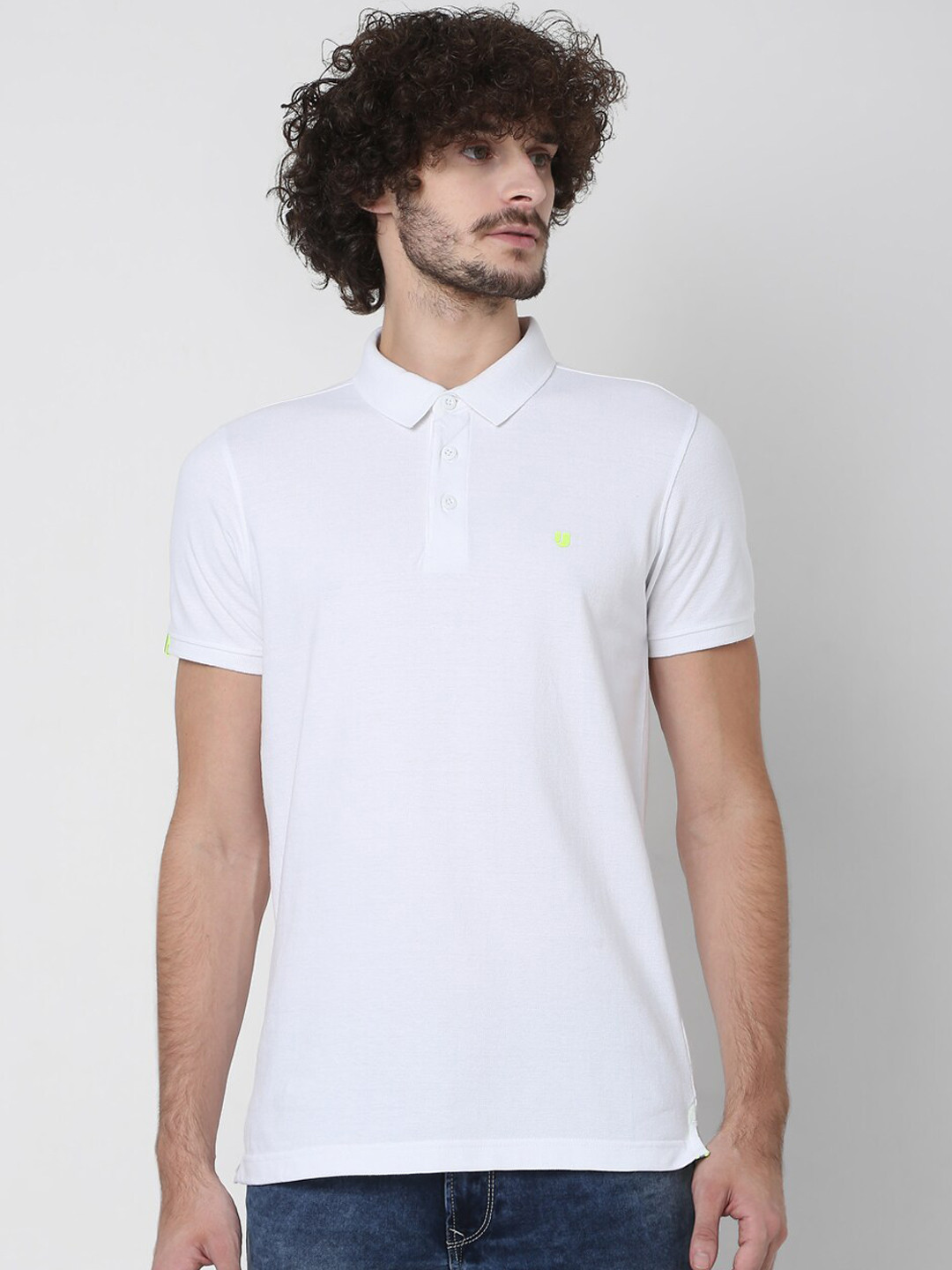 UnderJeans by Spykar Men White Solid Cotton Lounge Tshirts