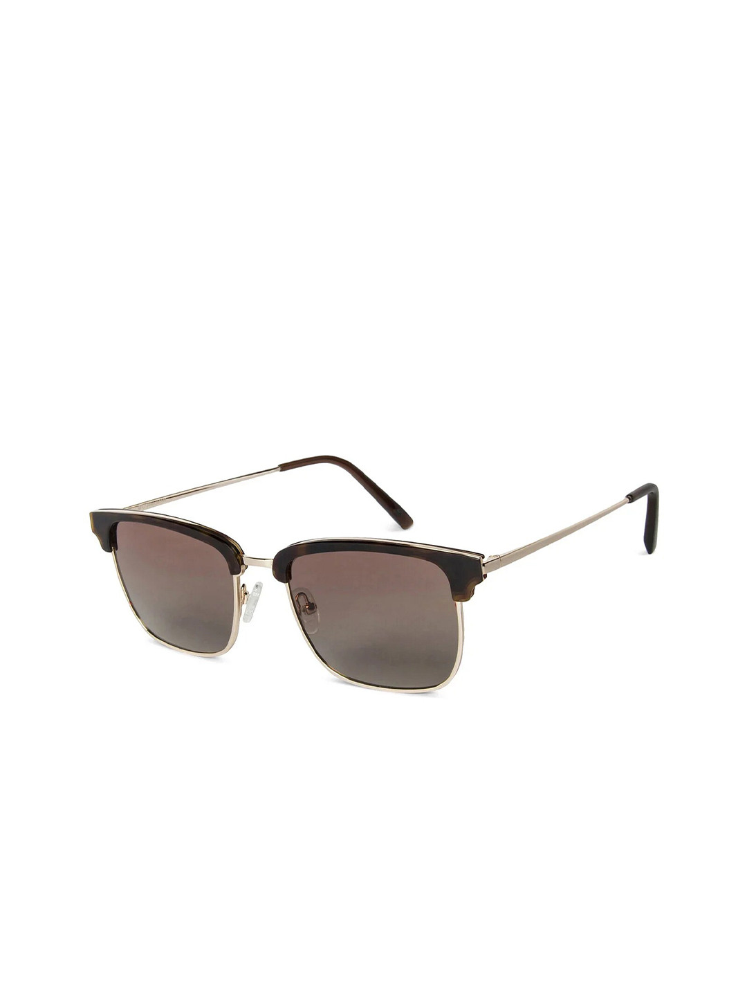 John Jacobs Unisex Brown Lens & Rose Gold-Toned Browline Sunglasses with Polarised and UV Protected Lens