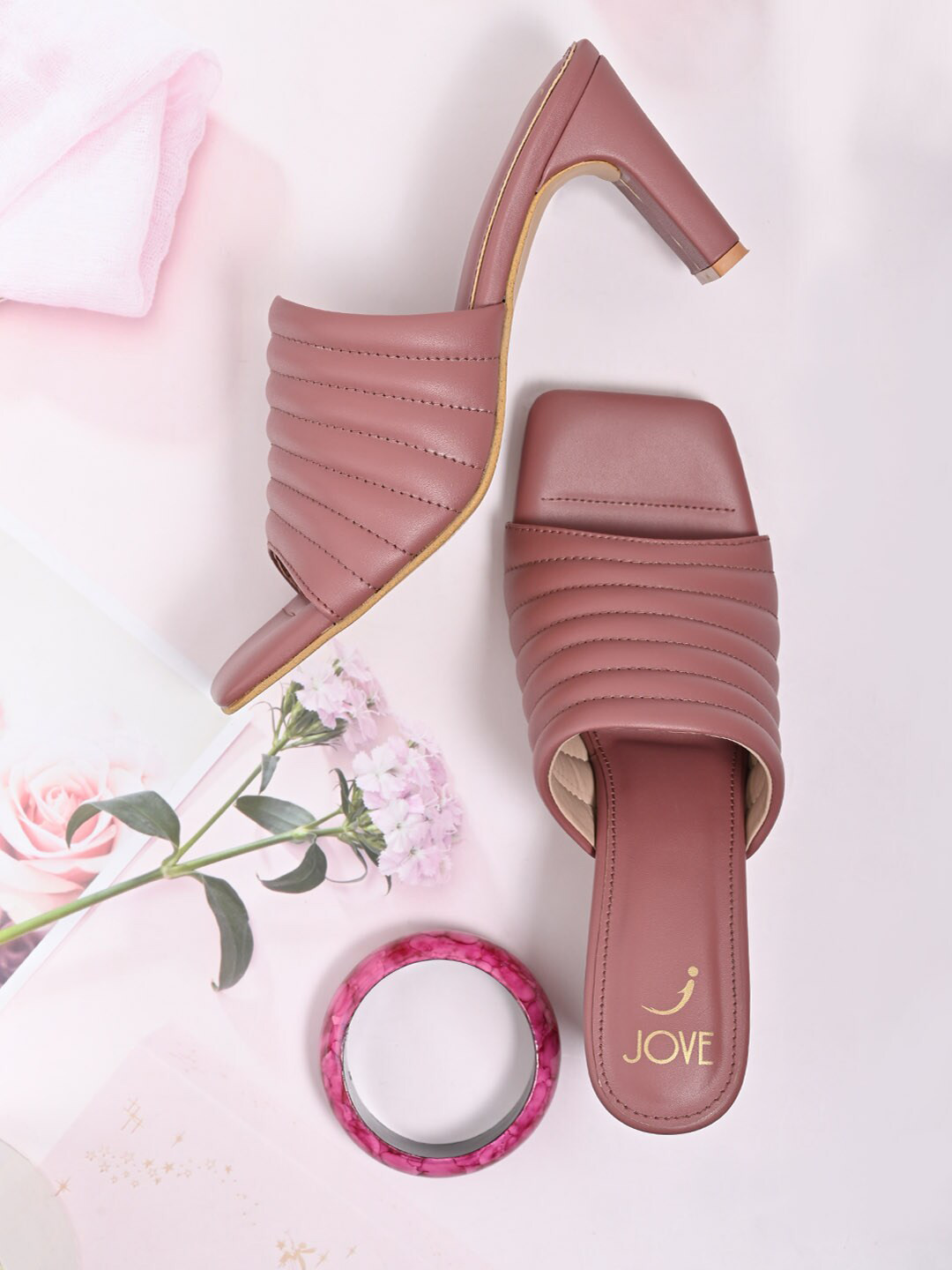 Jove Rust Embellished PU Block with Tassels